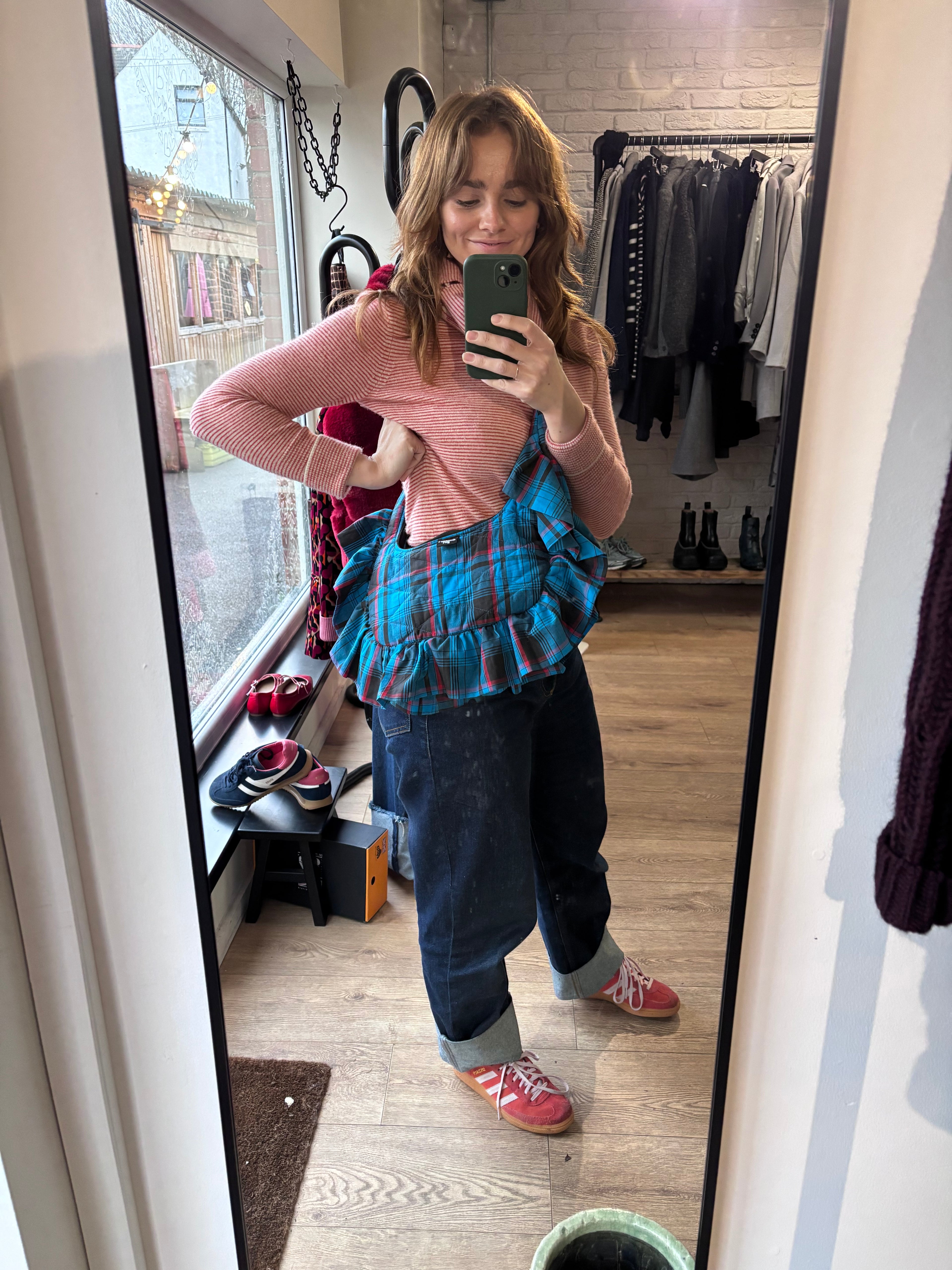 Sunday's Girl tartan quilted bag in blue