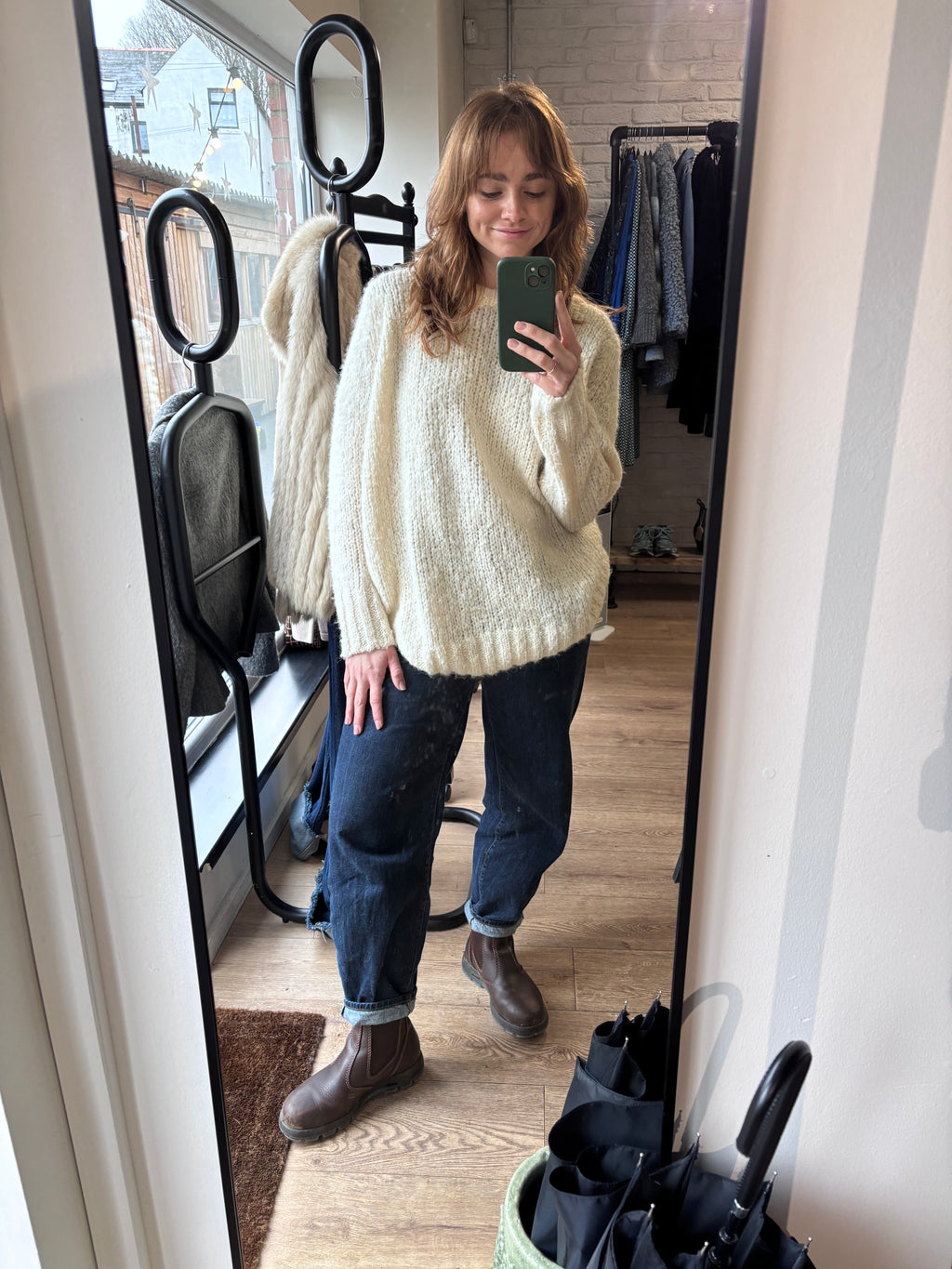 American Vintage long-sleeved knitted jumper in cream