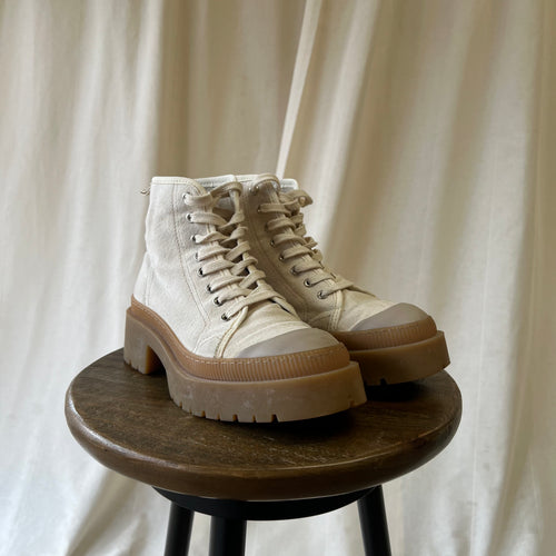 & other stories boots in cream with gum sole