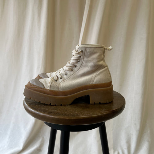 & other stories boots in cream with gum sole