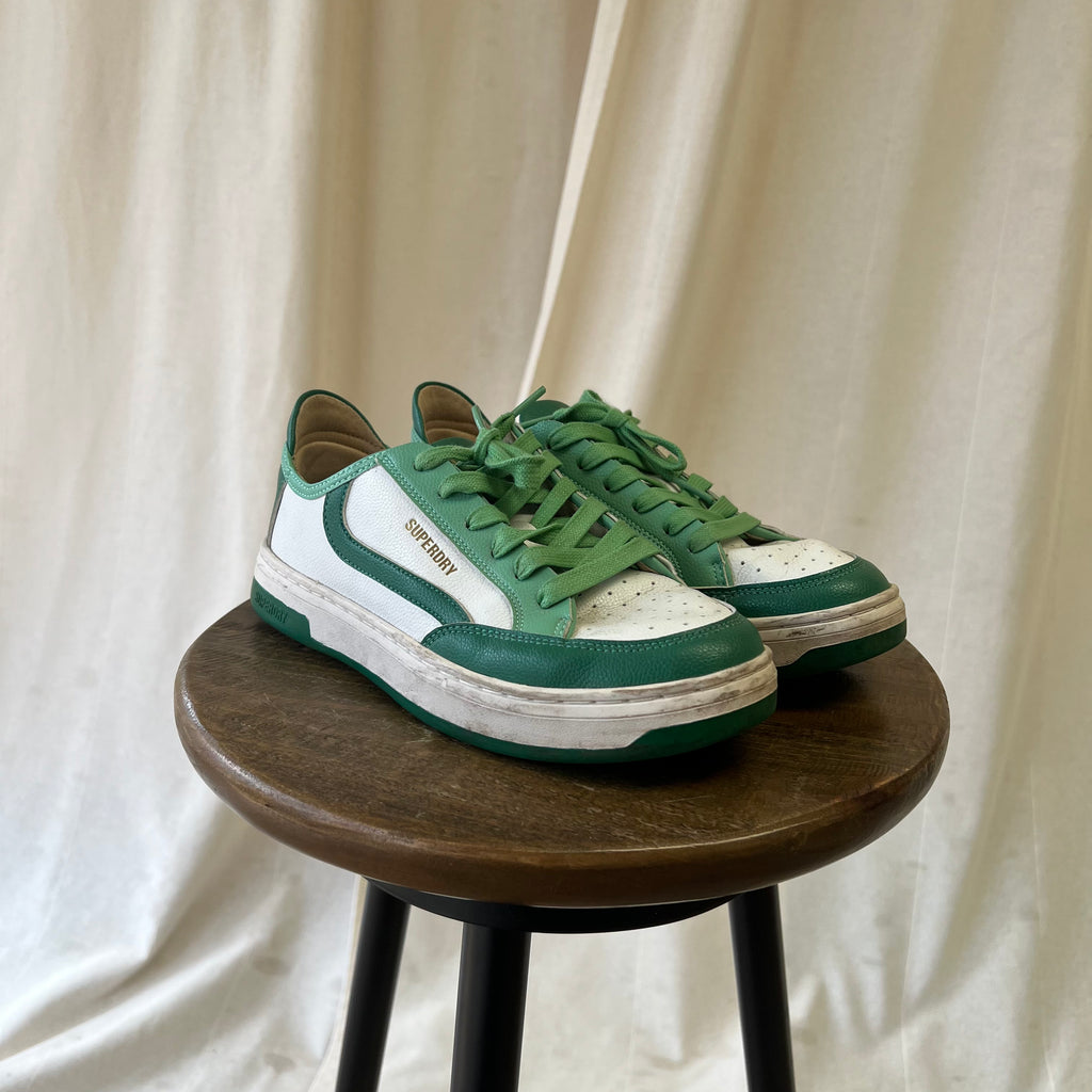 Superdry trainers in green and white
