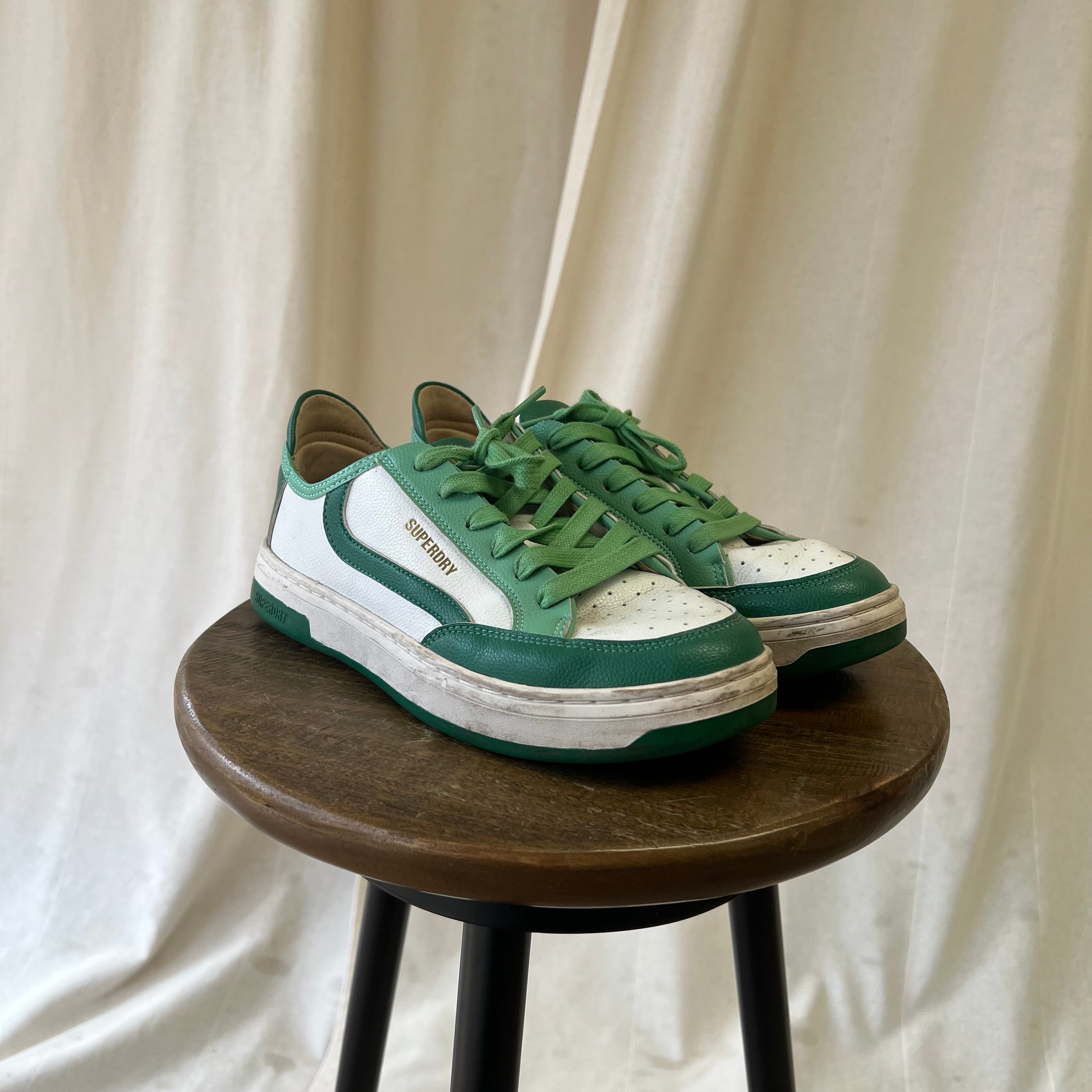 Superdry trainers in green and white