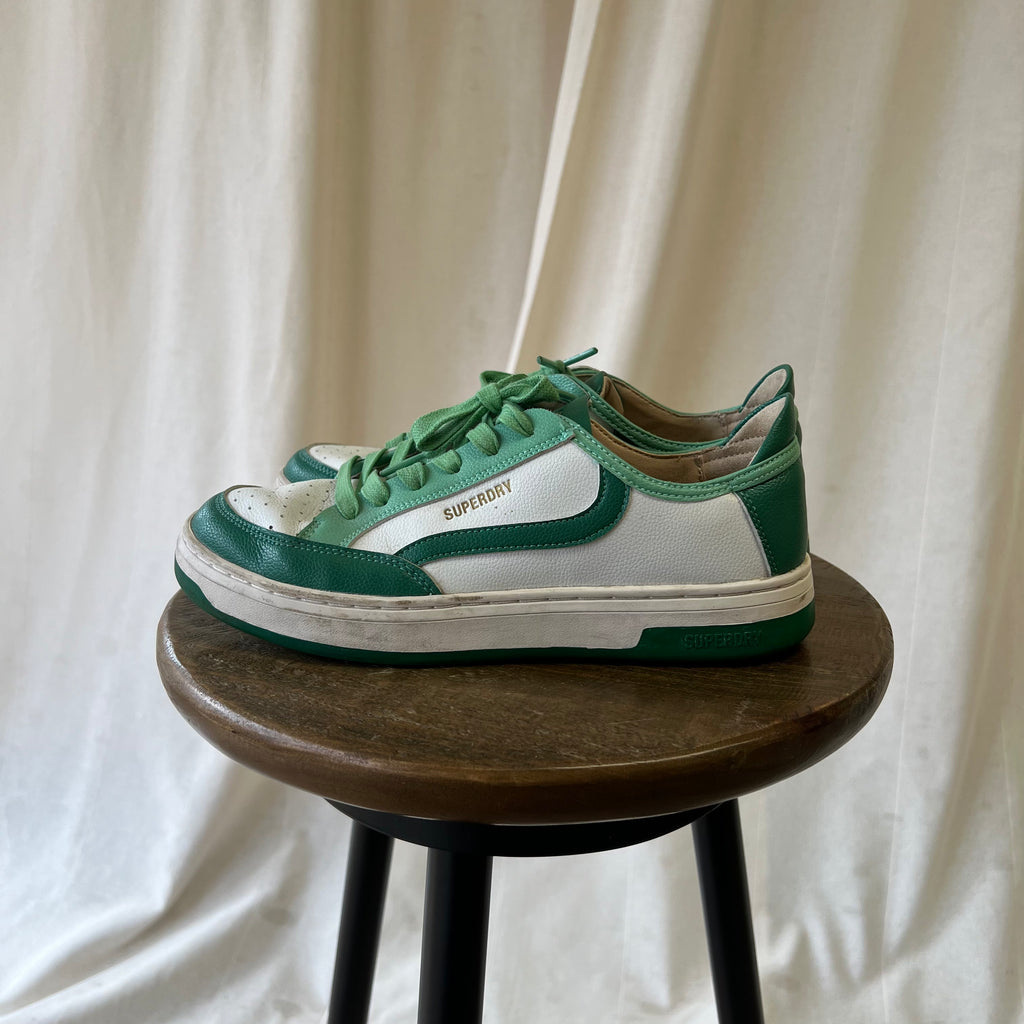 Superdry trainers in green and white