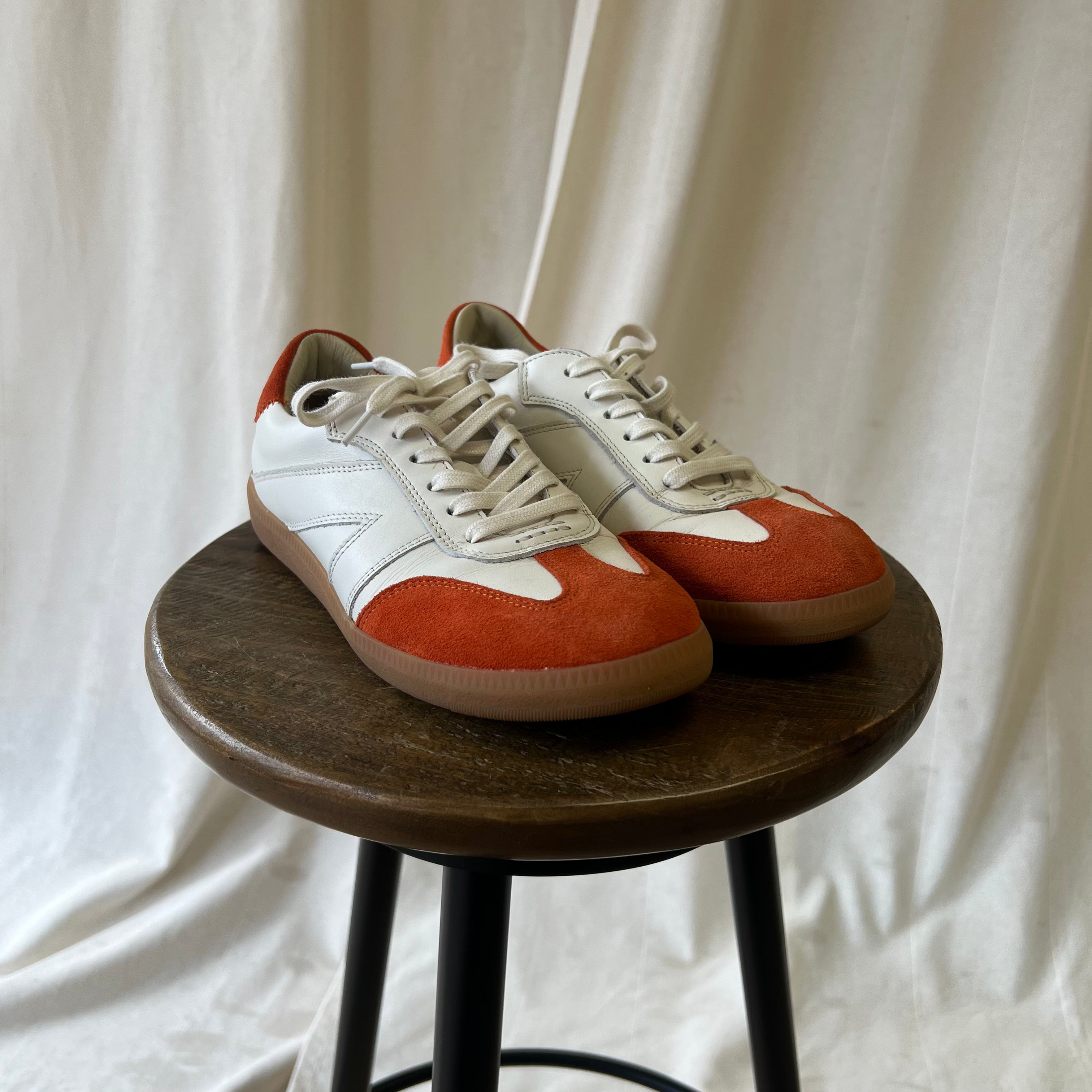 Me + Em trainers in cream and orange