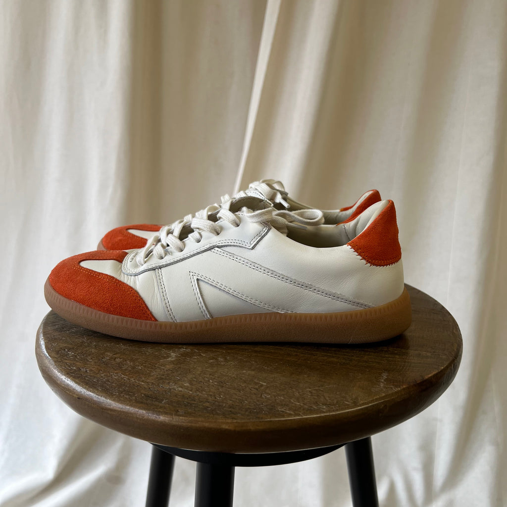Me + Em trainers in cream and orange