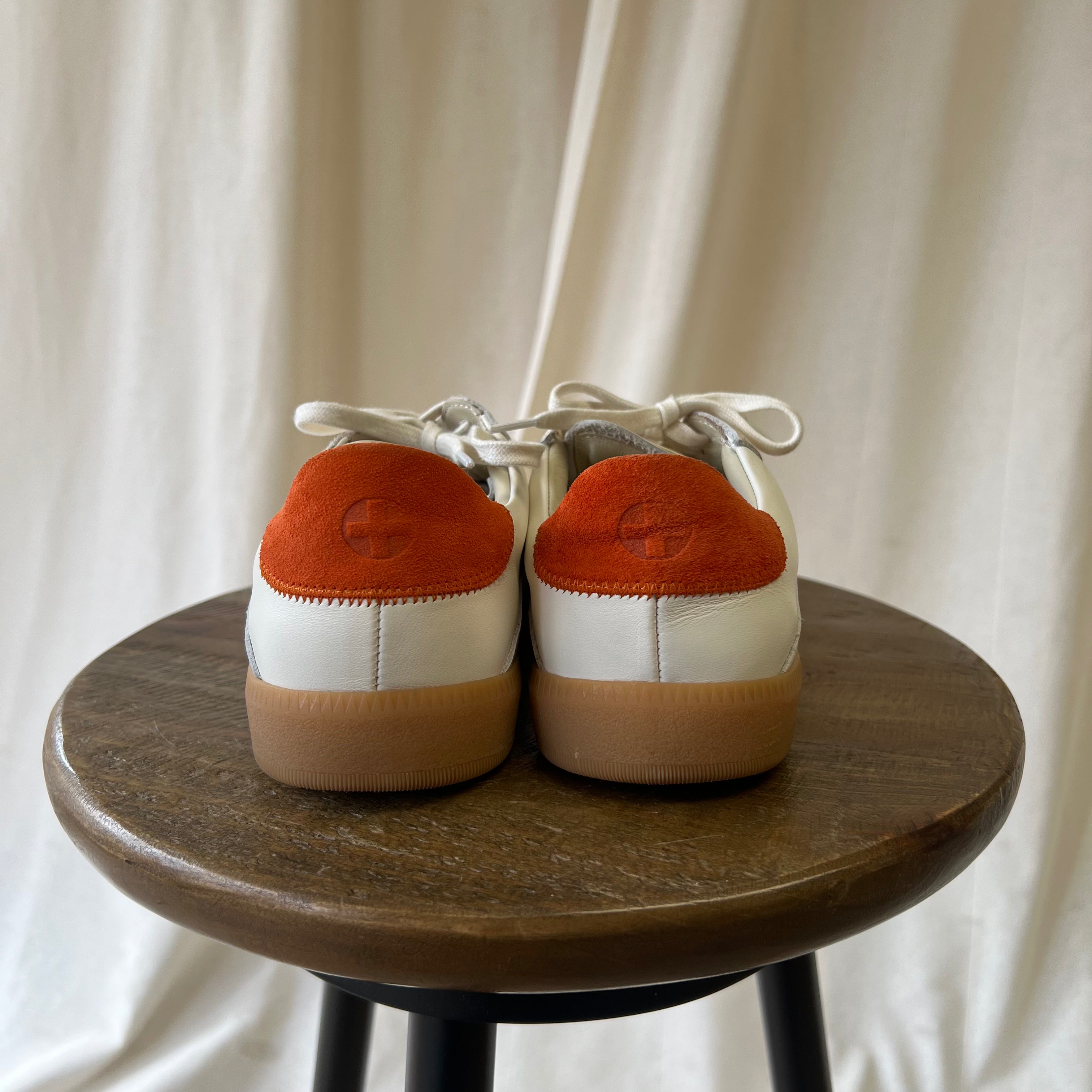 Me + Em trainers in cream and orange