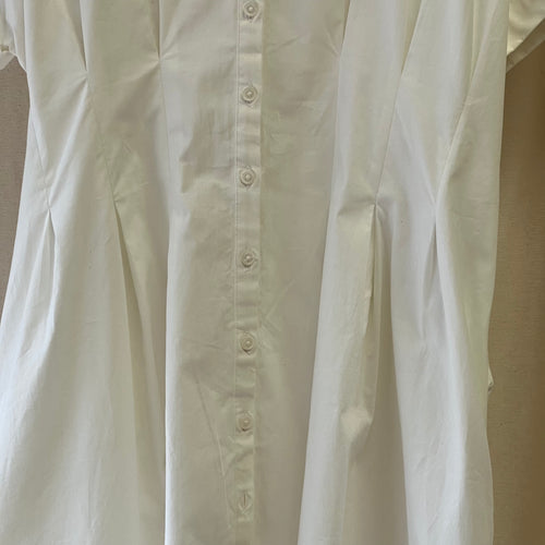 Ava + Viv pleated front short sleeve shirt dress in white