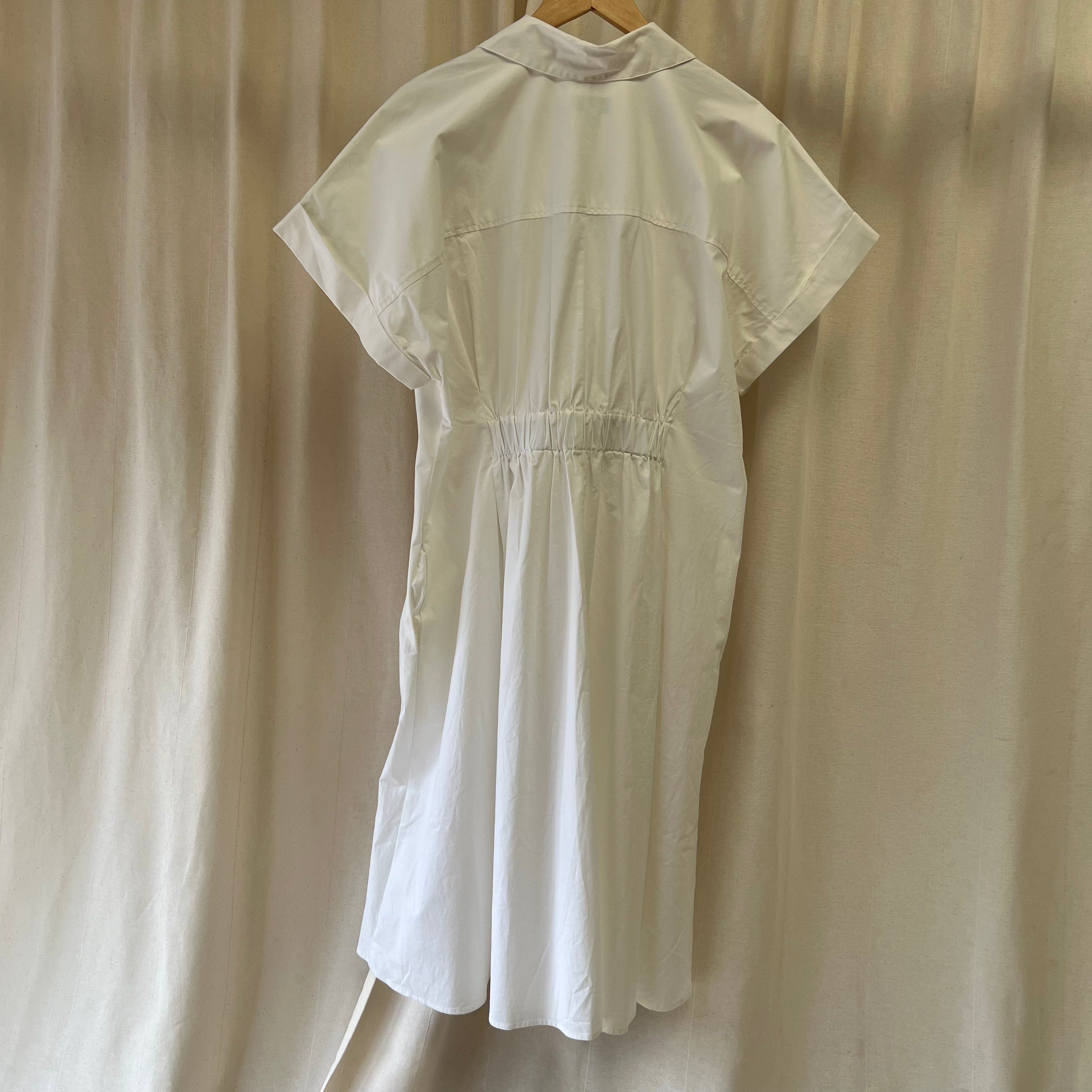Ava + Viv pleated front short sleeve shirt dress in white