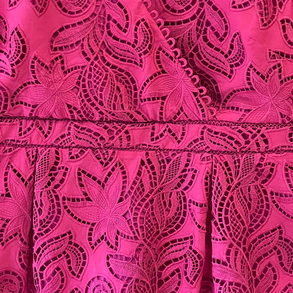 The Fold embroidered chunky lace blouse in pink