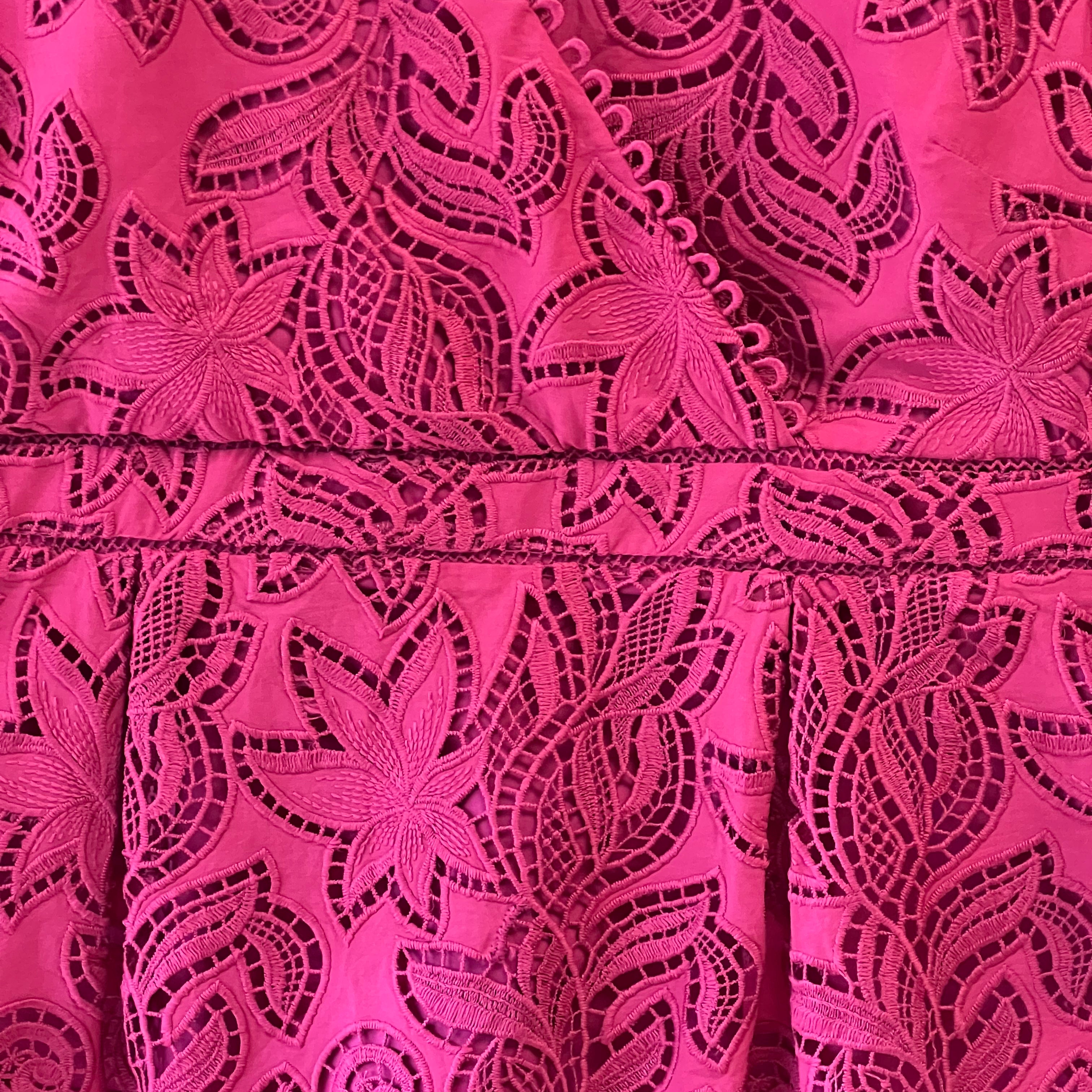 The Fold embroidered chunky lace blouse in pink