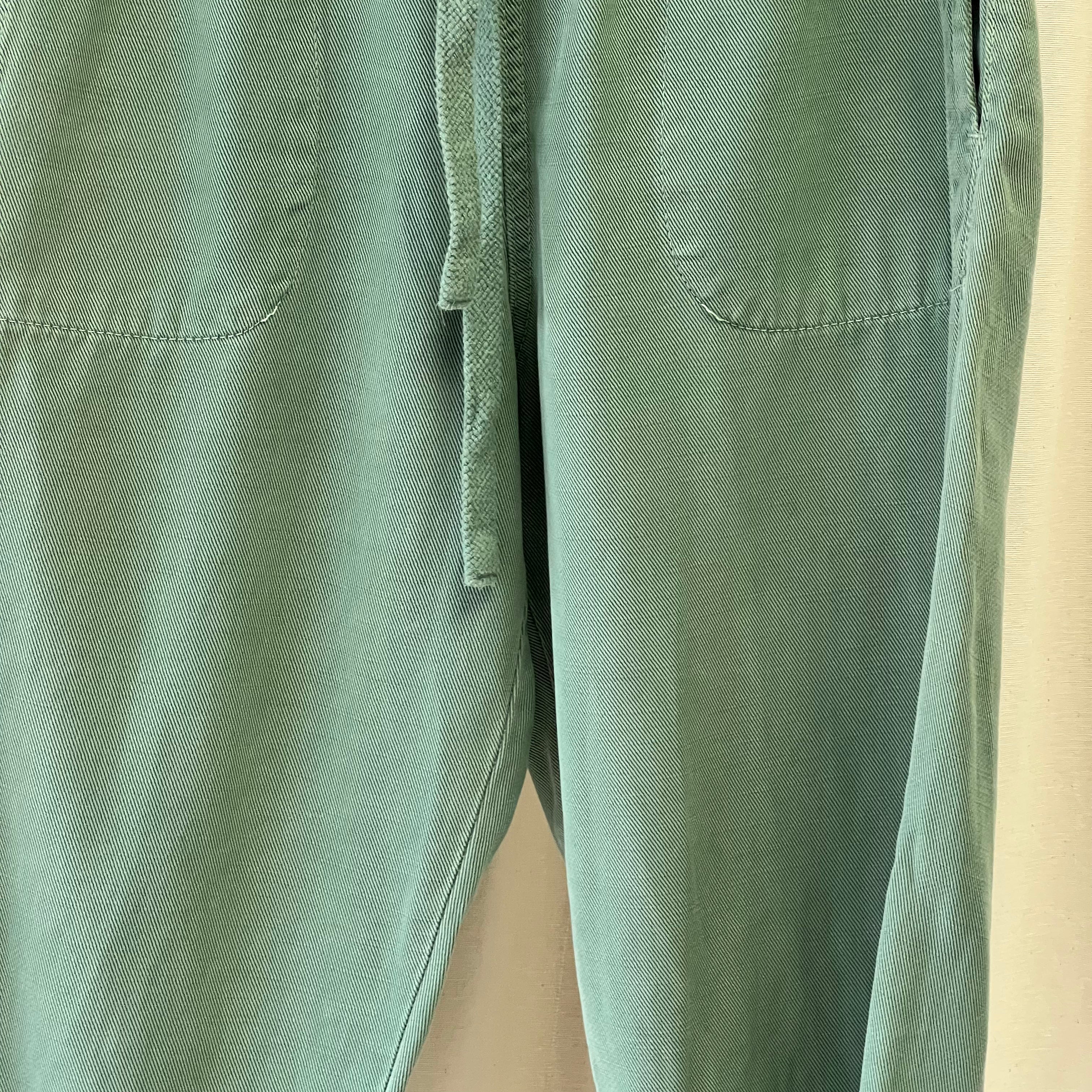 Zara cotton elastic waist straight trousers in green
