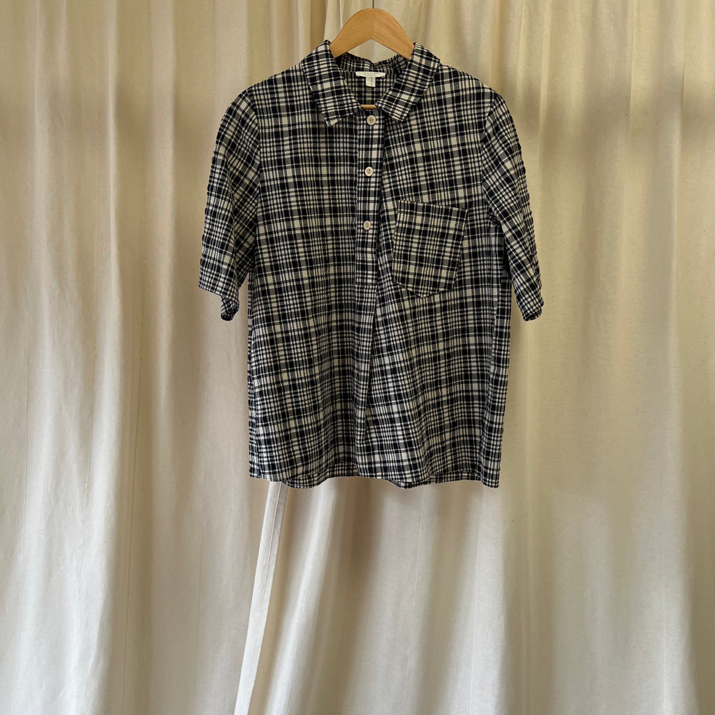 COS shirt and shorts co-ord in white and navy plaid