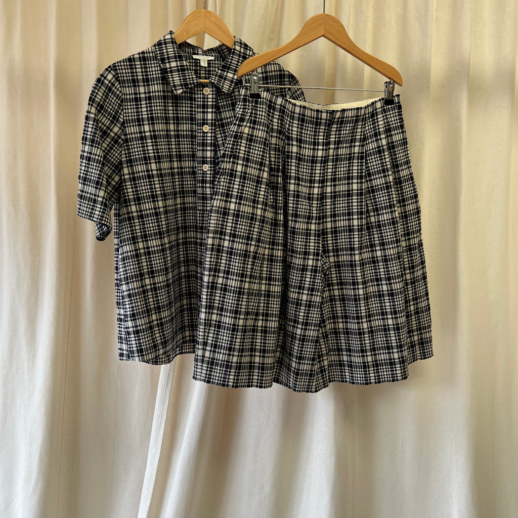 COS shirt and shorts co-ord in white and navy plaid