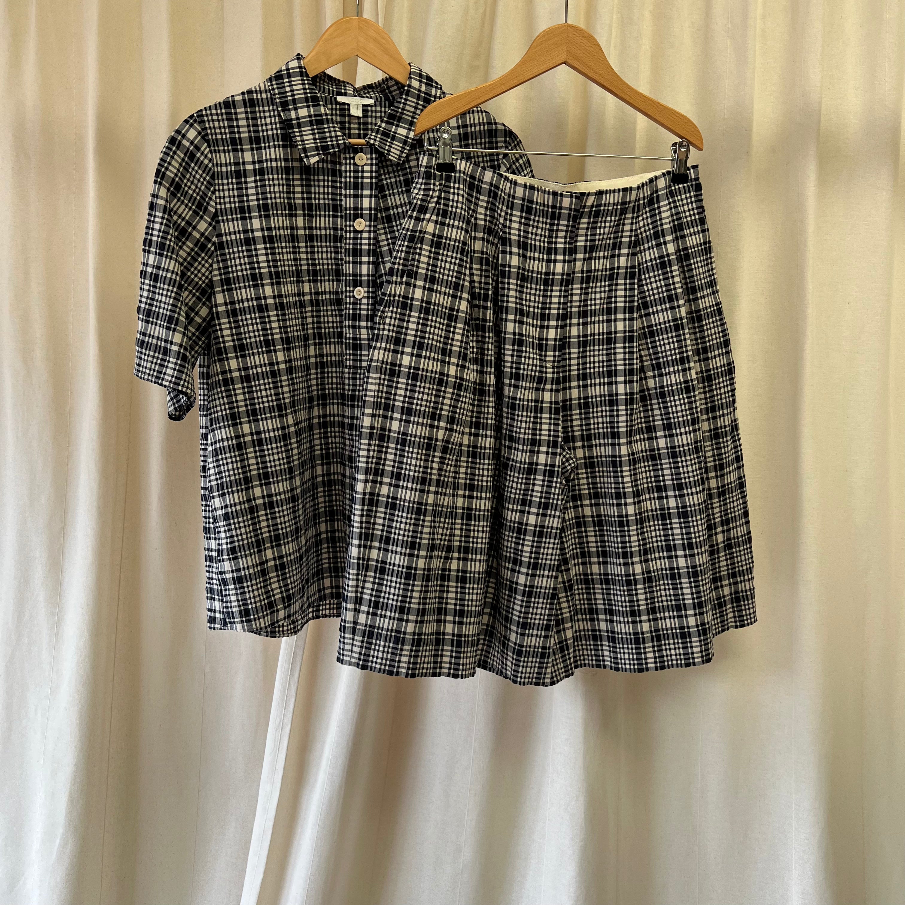 COS shirt and shorts co-ord in white and navy plaid