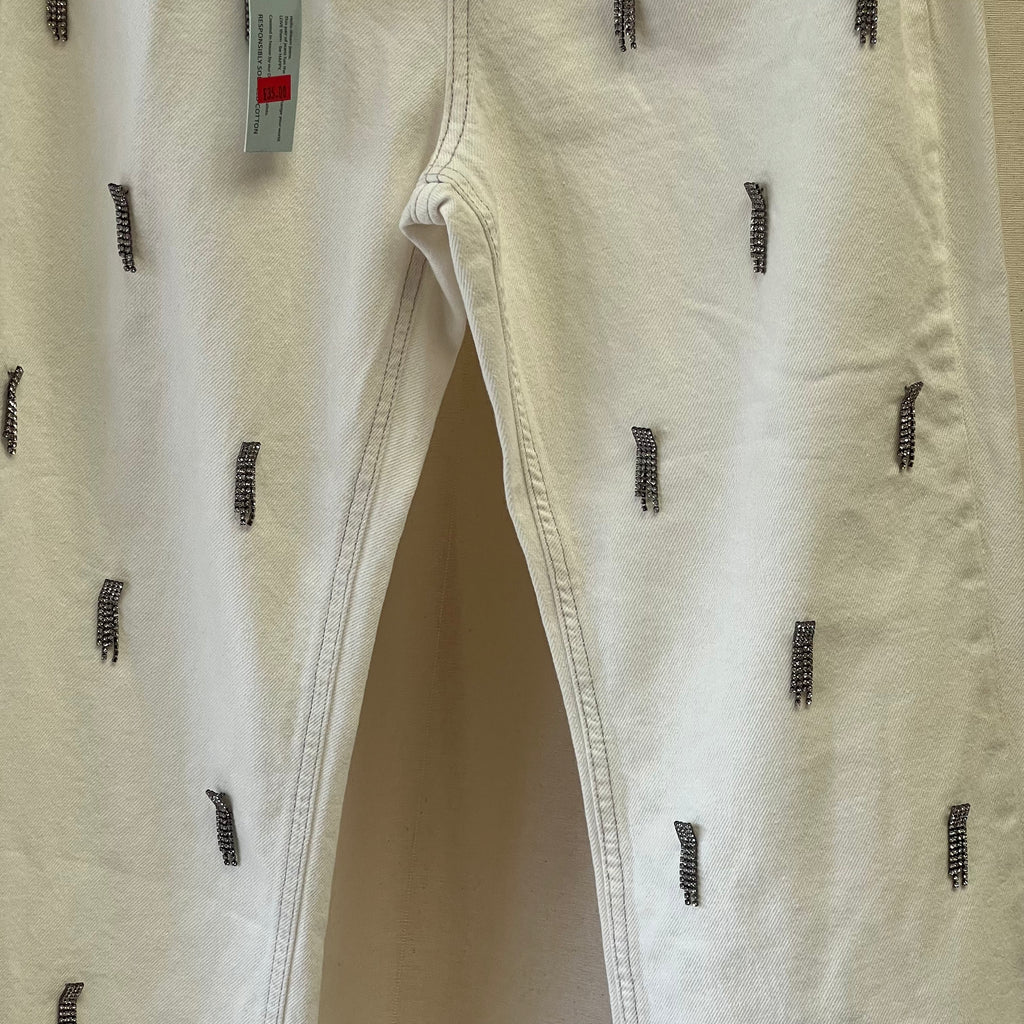 River Island jeans in white with jewells