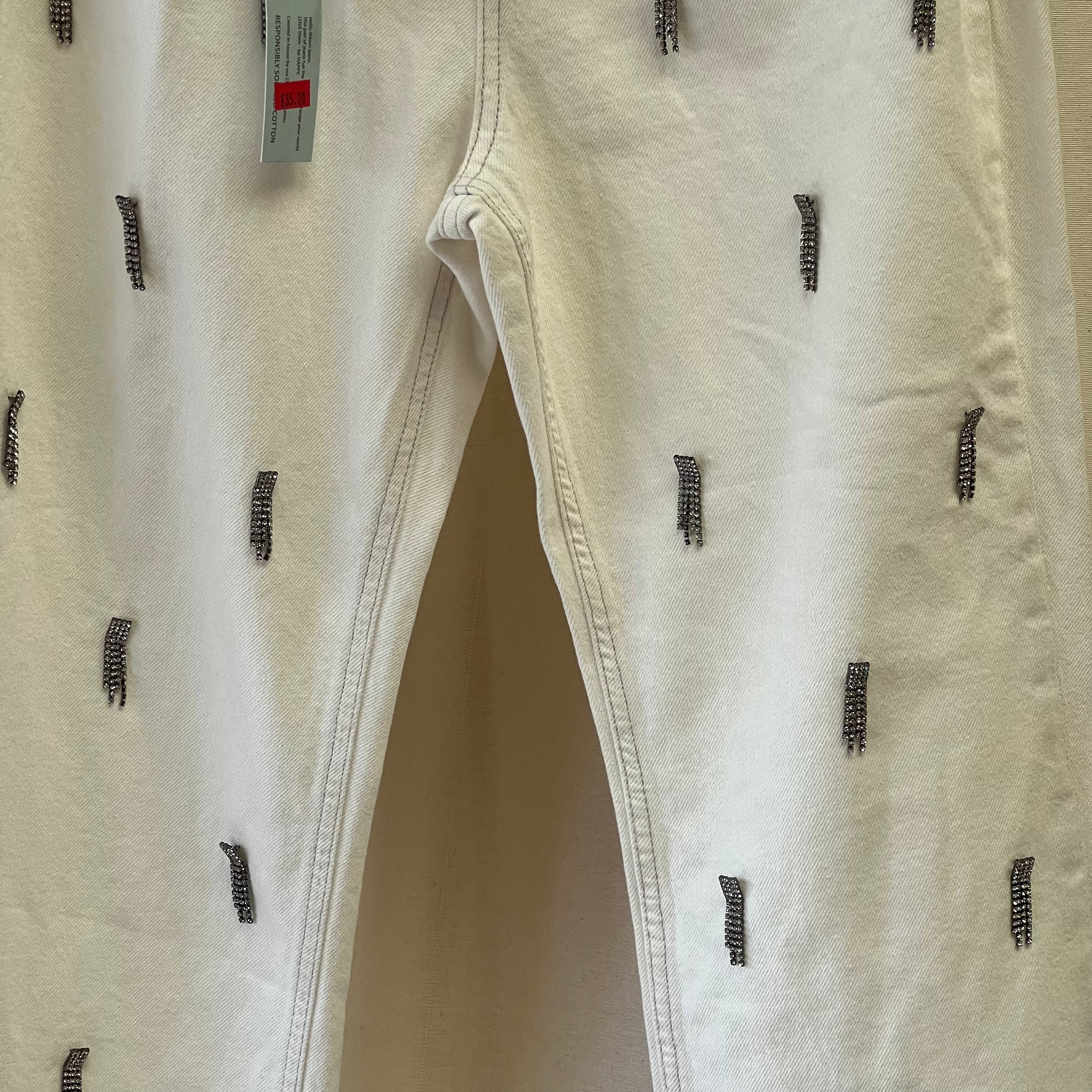 River Island jeans in white with jewells