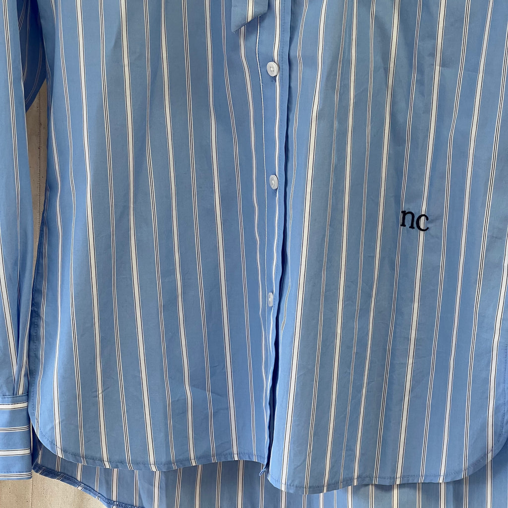 Nobody's Child shirt with tie collar in blue stripes