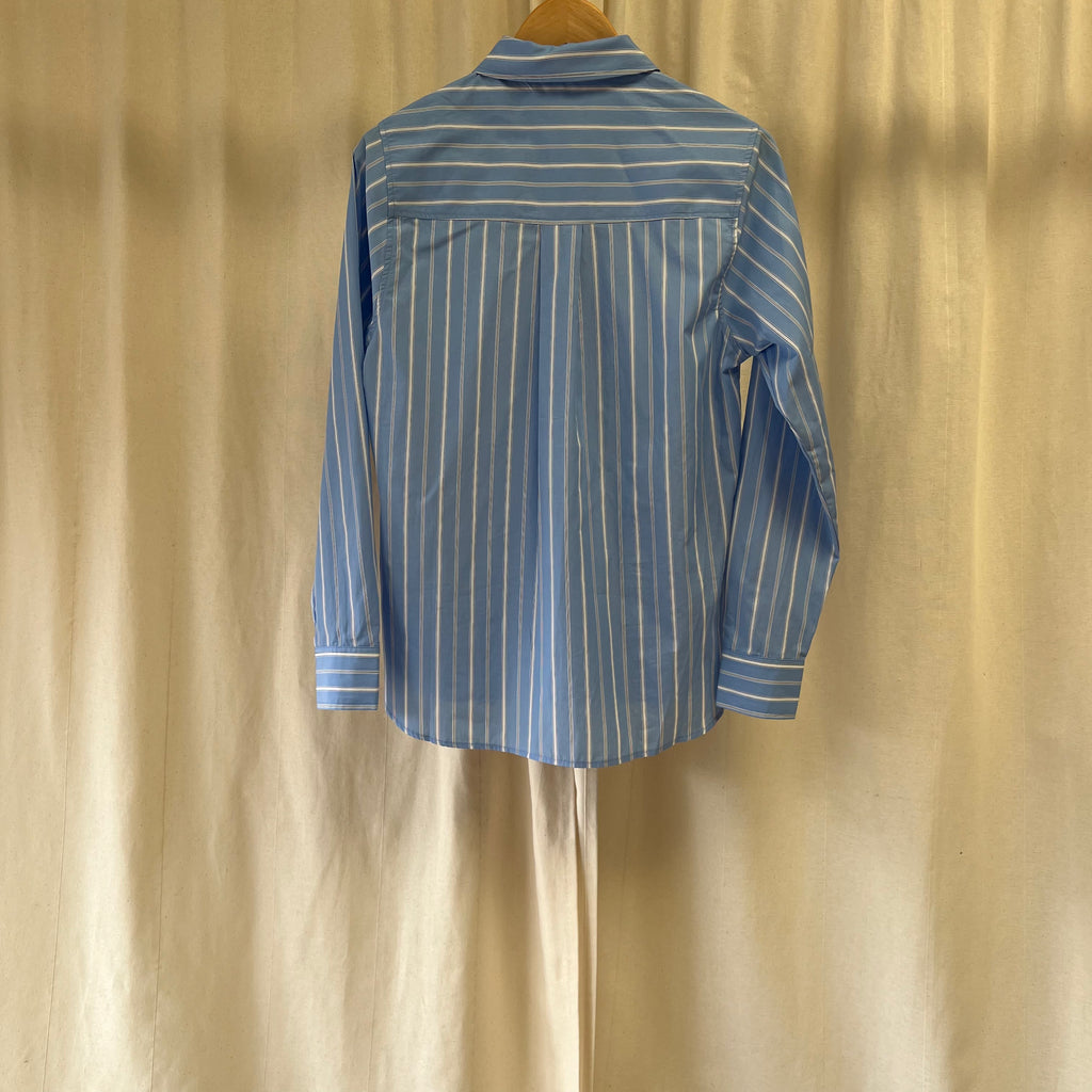 Nobody's Child shirt with tie collar in blue stripes