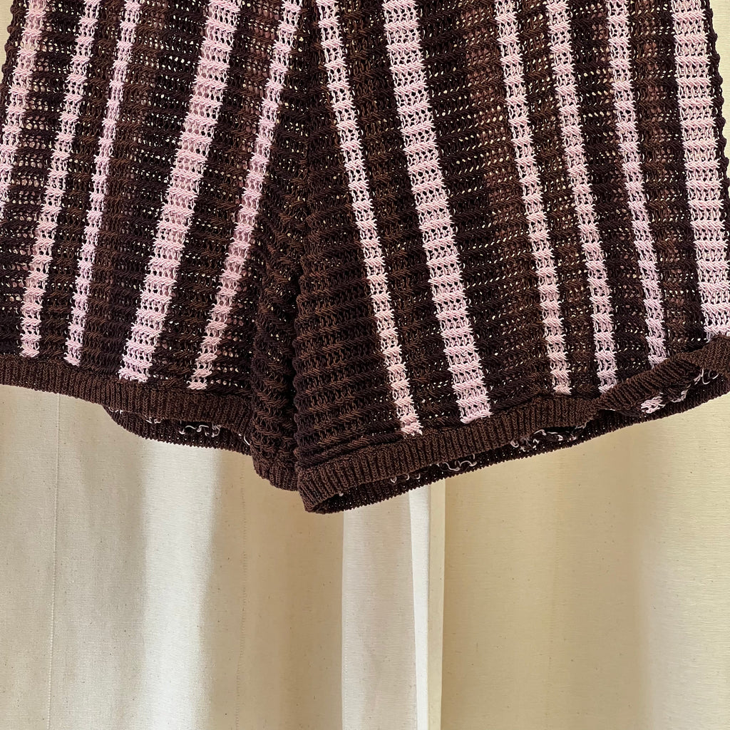 Zara loose knit shirt and shorts set in brown and pink