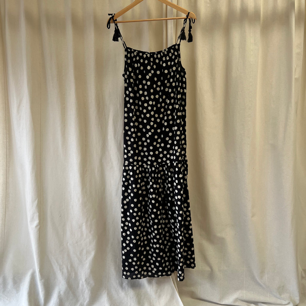 Next polka dot strap maxi dress in black and cream
