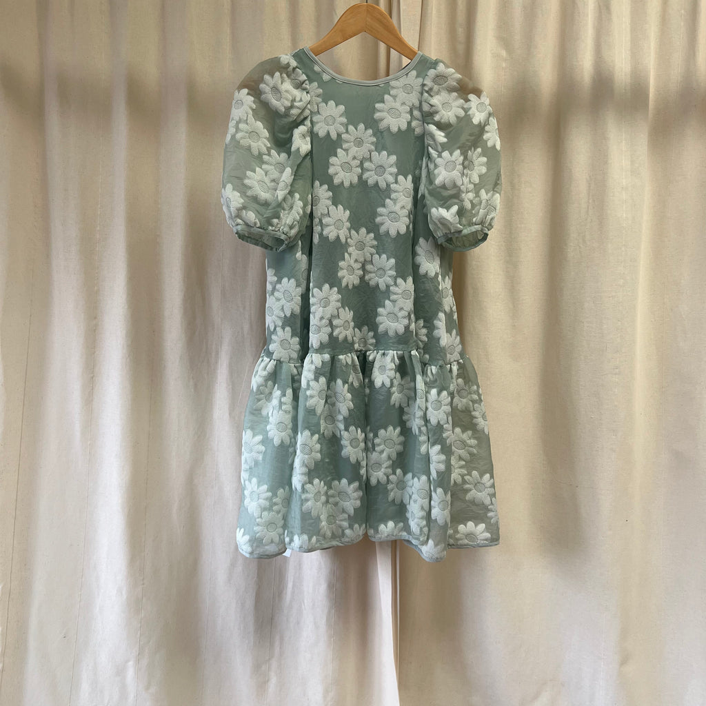 Someothers puff dress in sage green