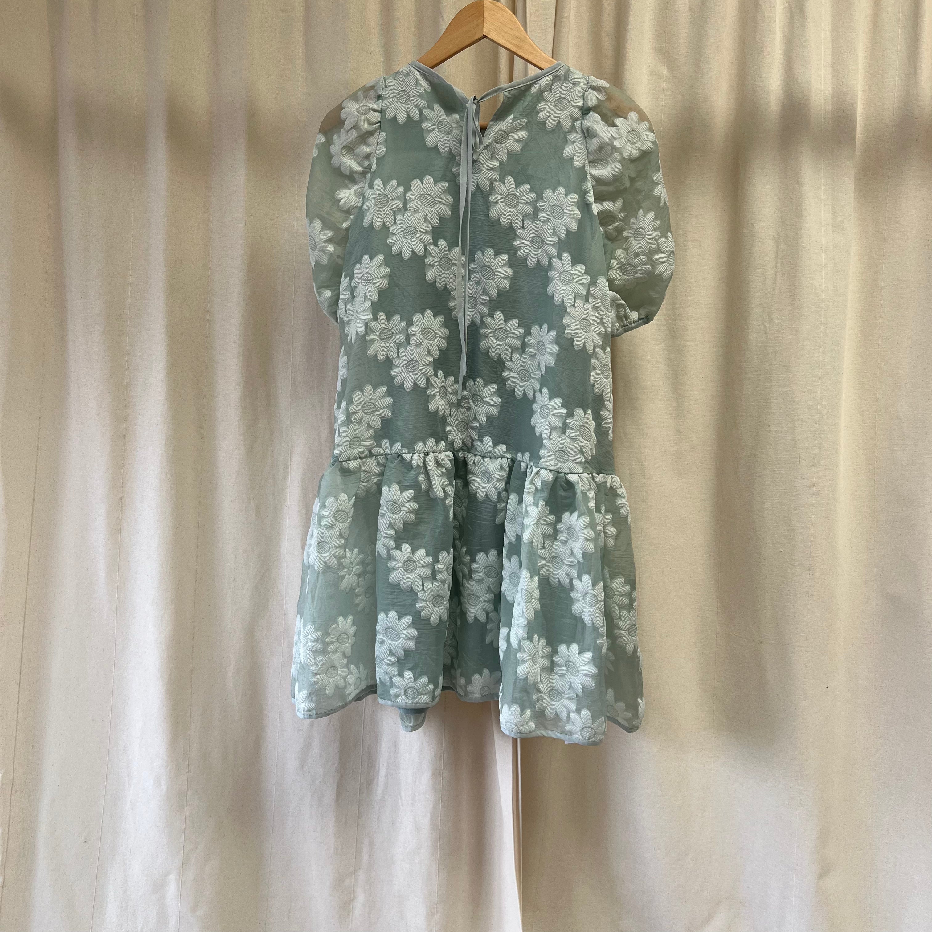 Someothers puff dress in sage green