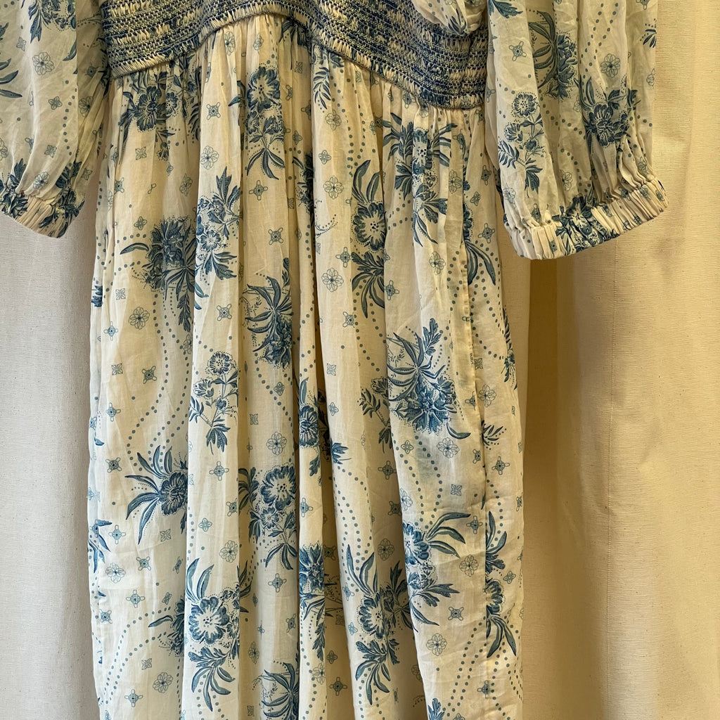 Free People cream and blue floral maxi dress