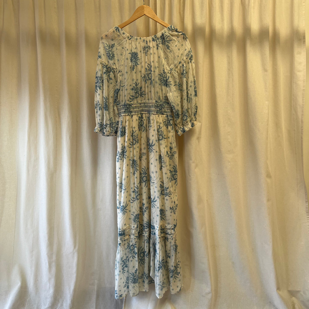 Free People cream and blue floral maxi dress