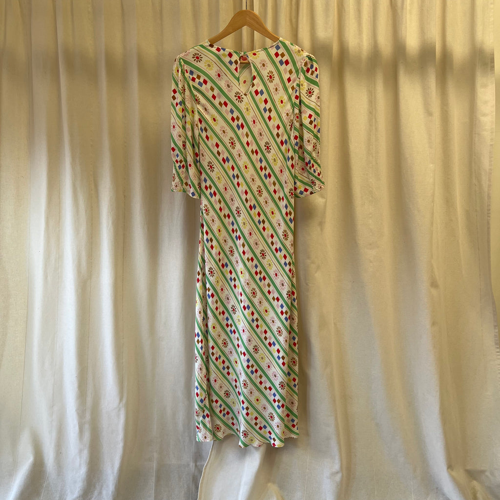 Rixo multi-coloured floral and diamond print maxi dress