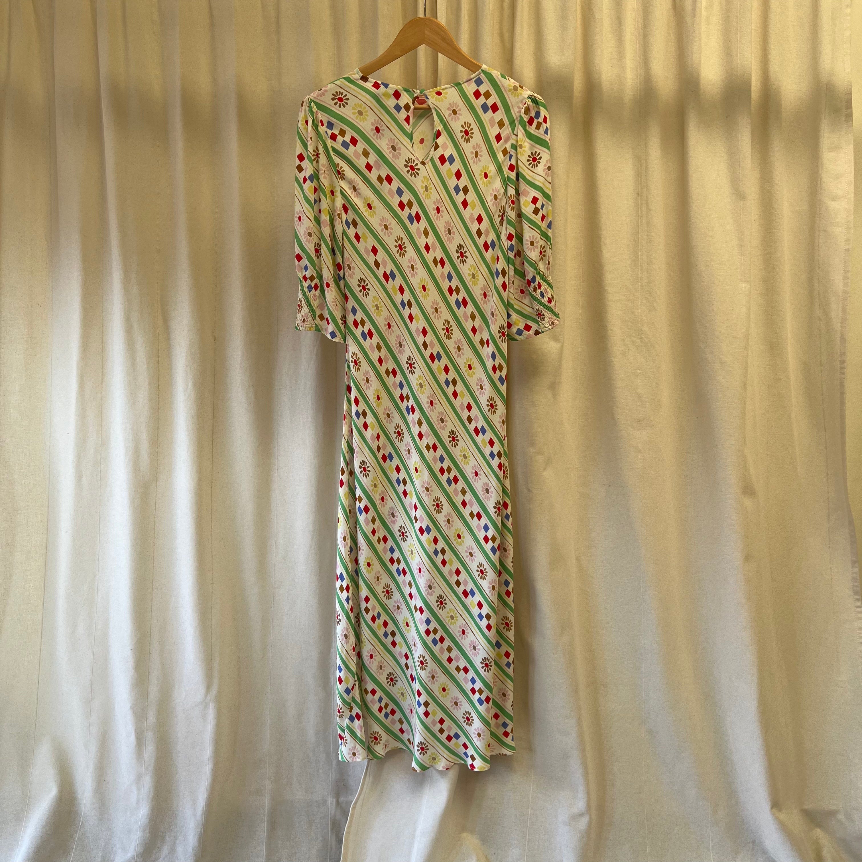 Rixo multi-coloured floral and diamond print maxi dress