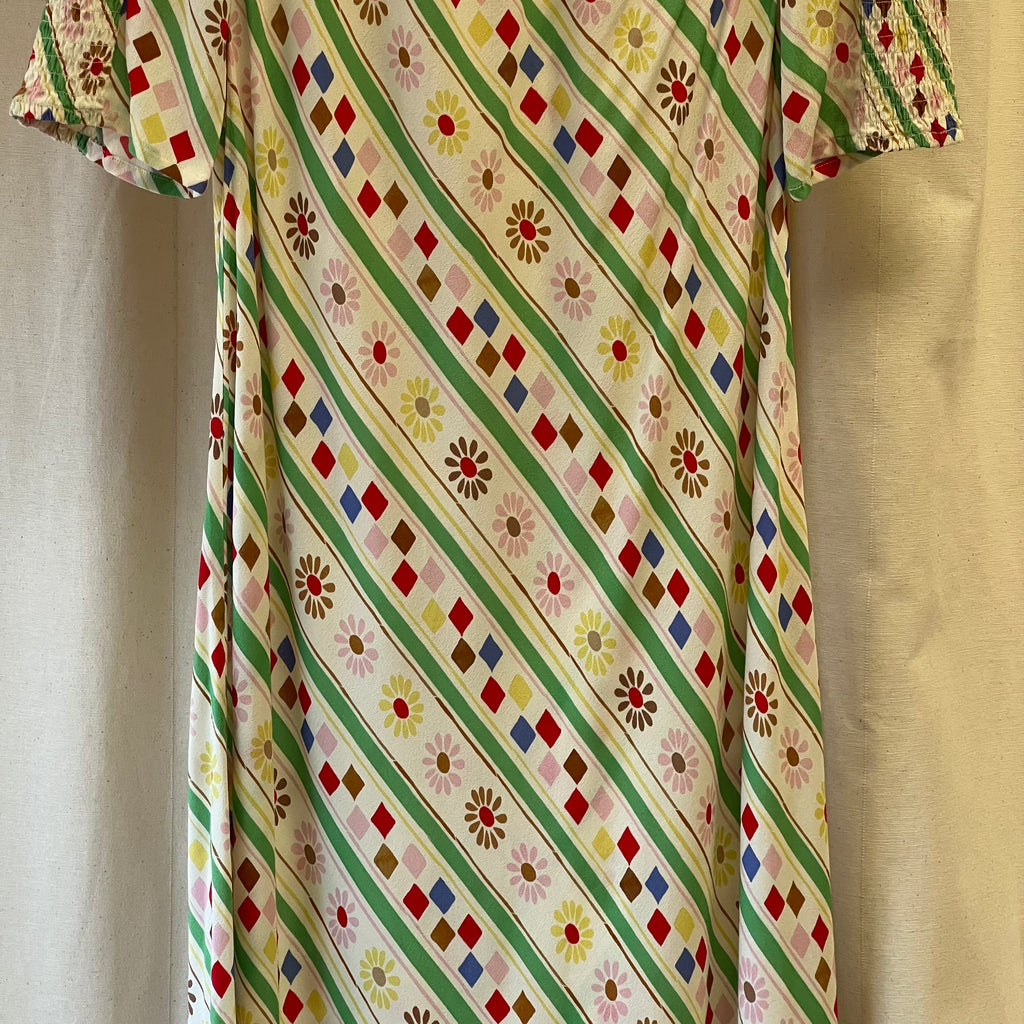 Rixo multi-coloured floral and diamond print maxi dress