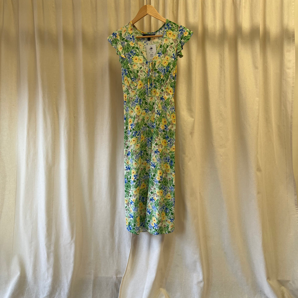 Nobody's Child green blue floral sleeveless midi dress
