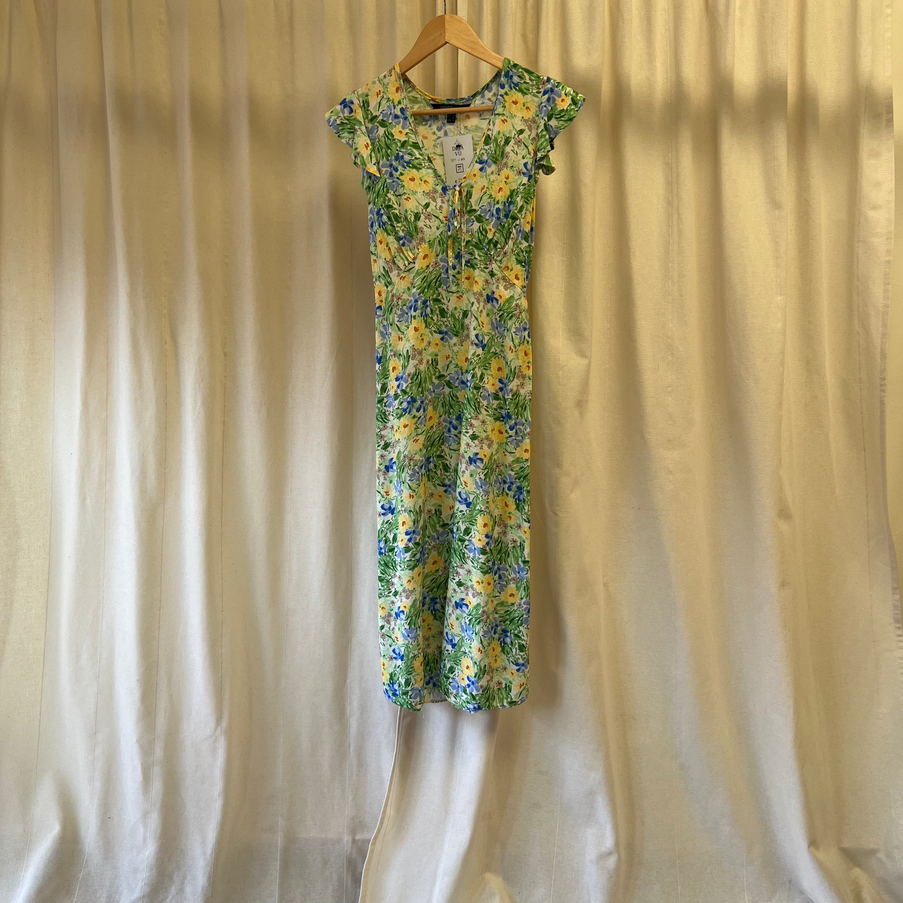 Nobody's Child green blue floral sleeveless midi dress