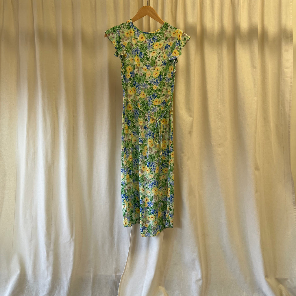 Nobody's Child green blue floral sleeveless midi dress