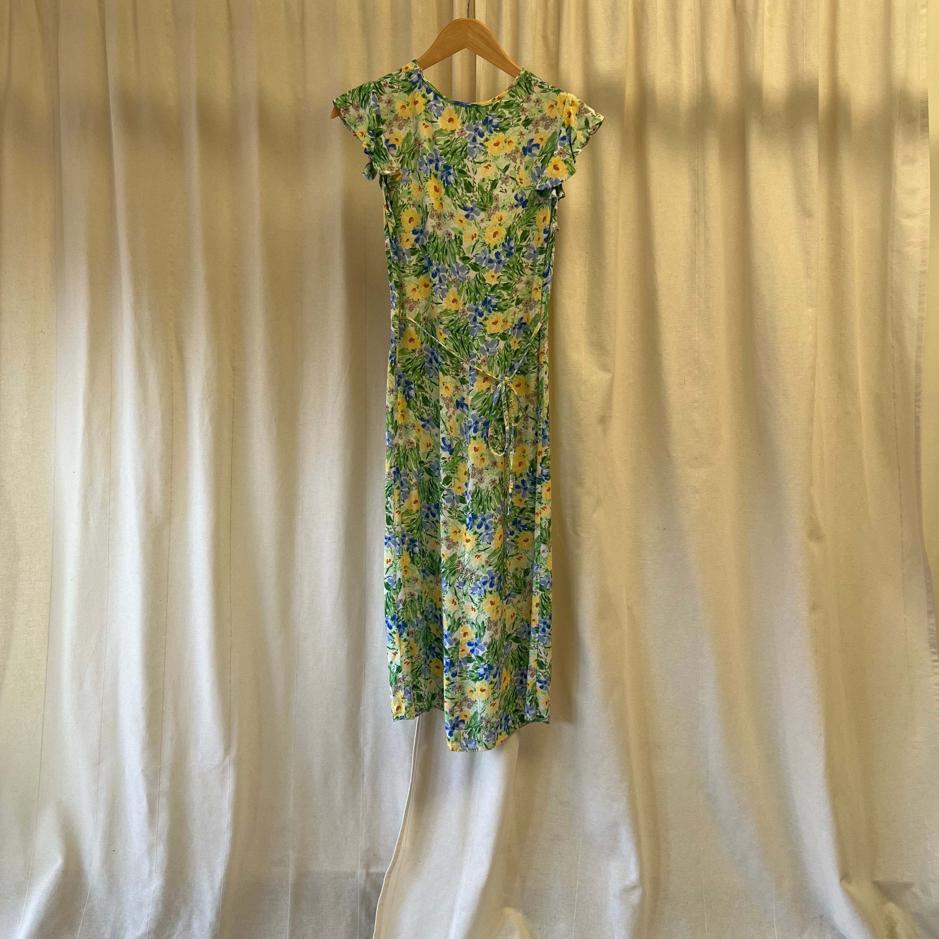 Nobody's Child green blue floral sleeveless midi dress
