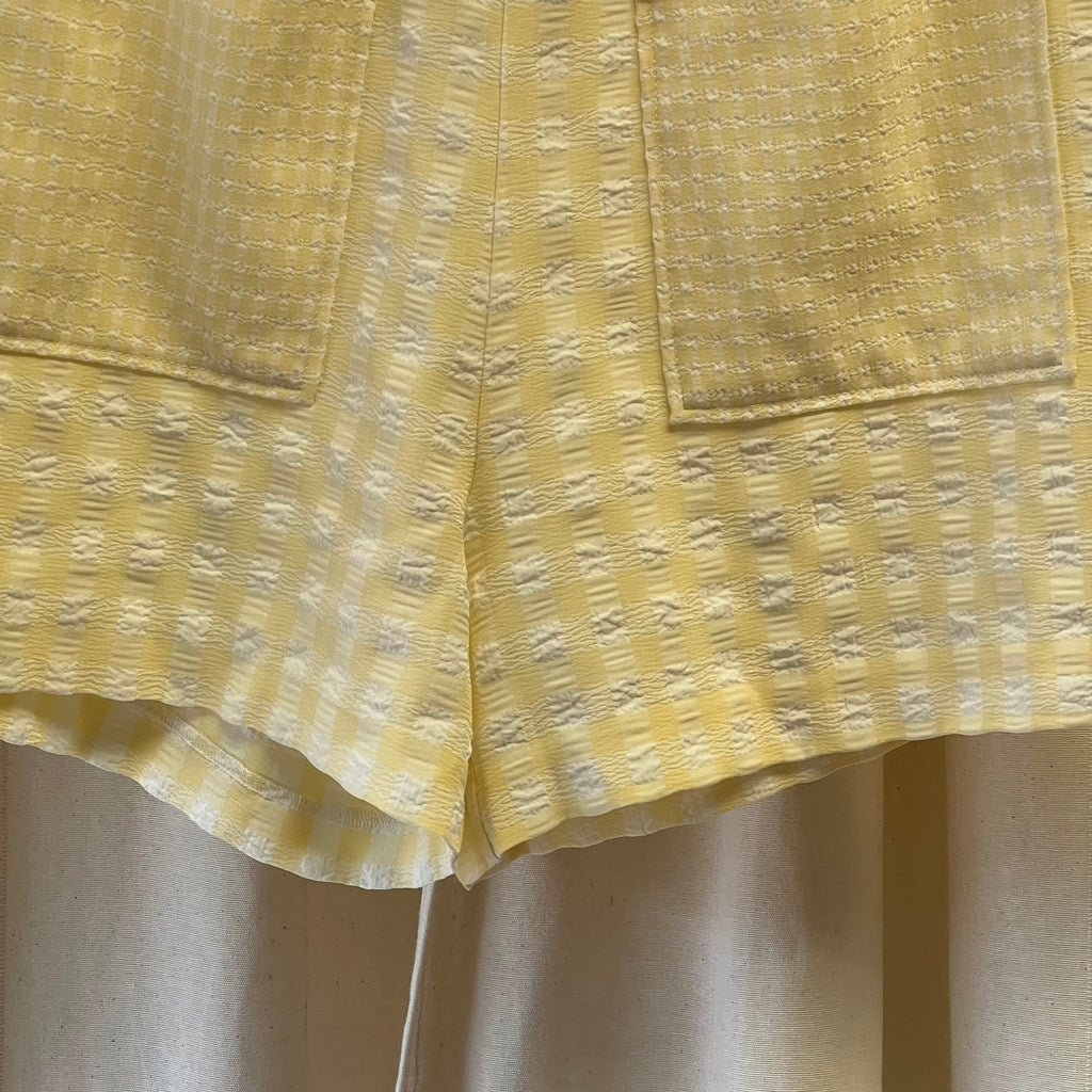 Pinkie yellow and white gingham high waisted shorts