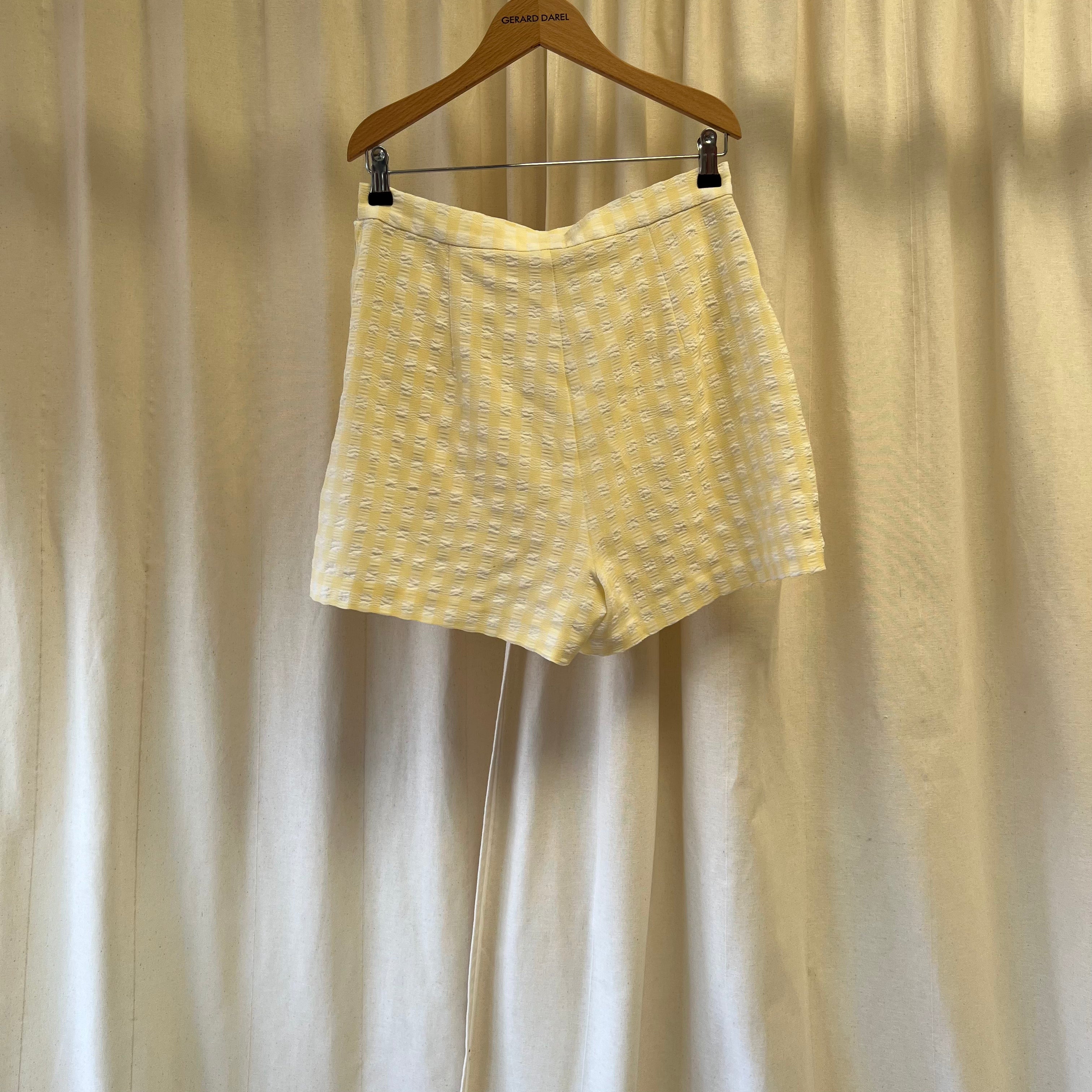 Pinkie yellow and white gingham high waisted shorts