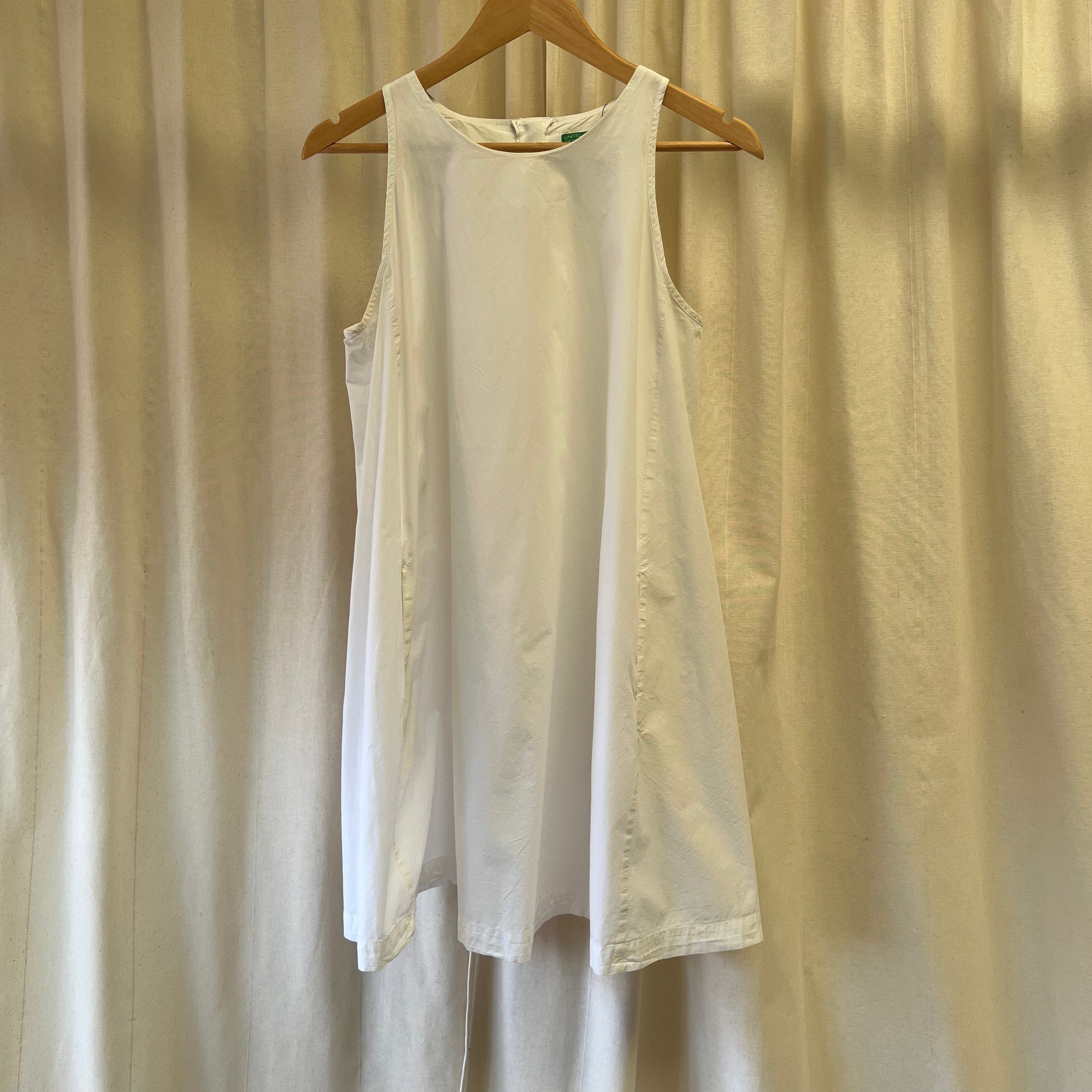 United Colours of Beneton white sleeveless cotton swing dress