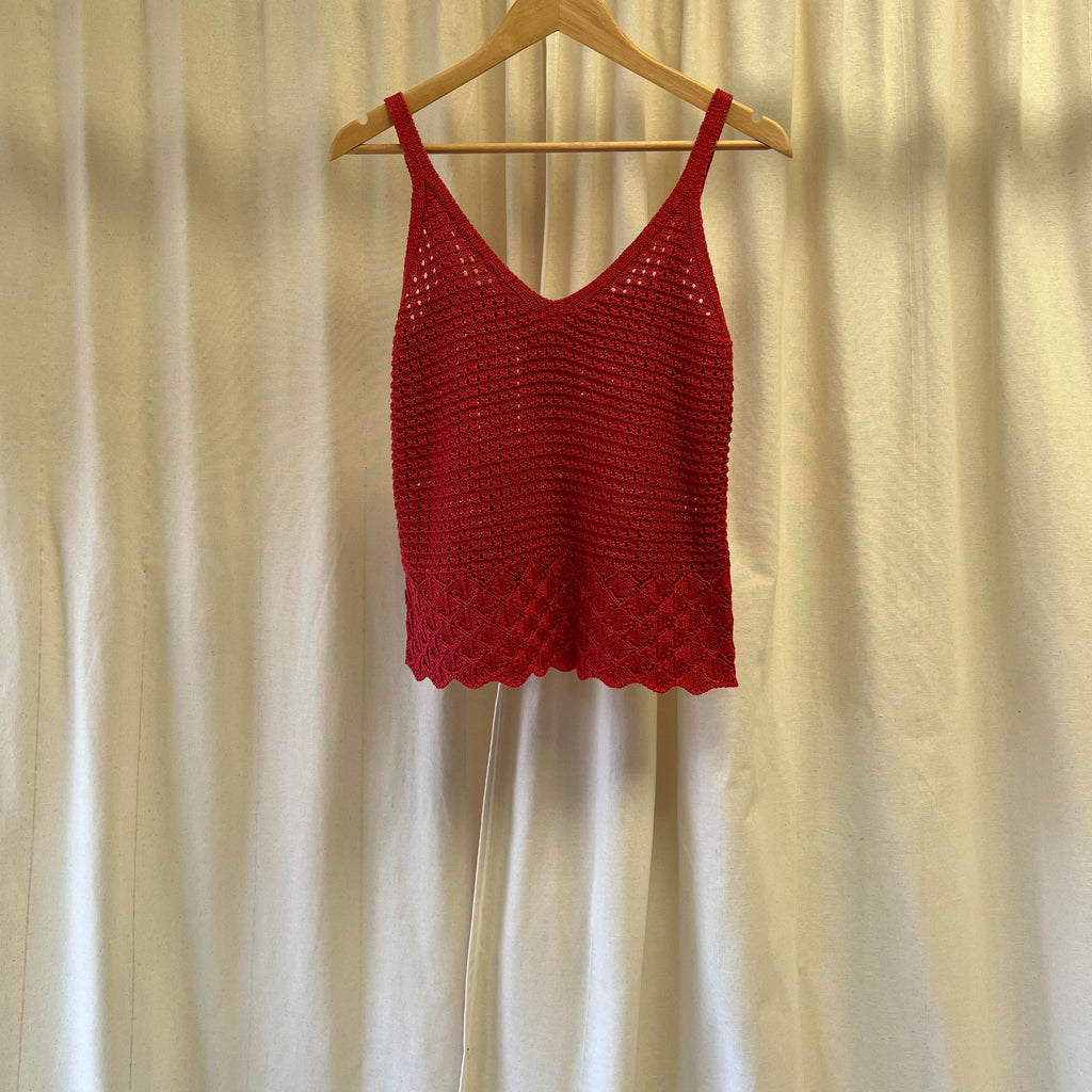 M&S red crochet vest