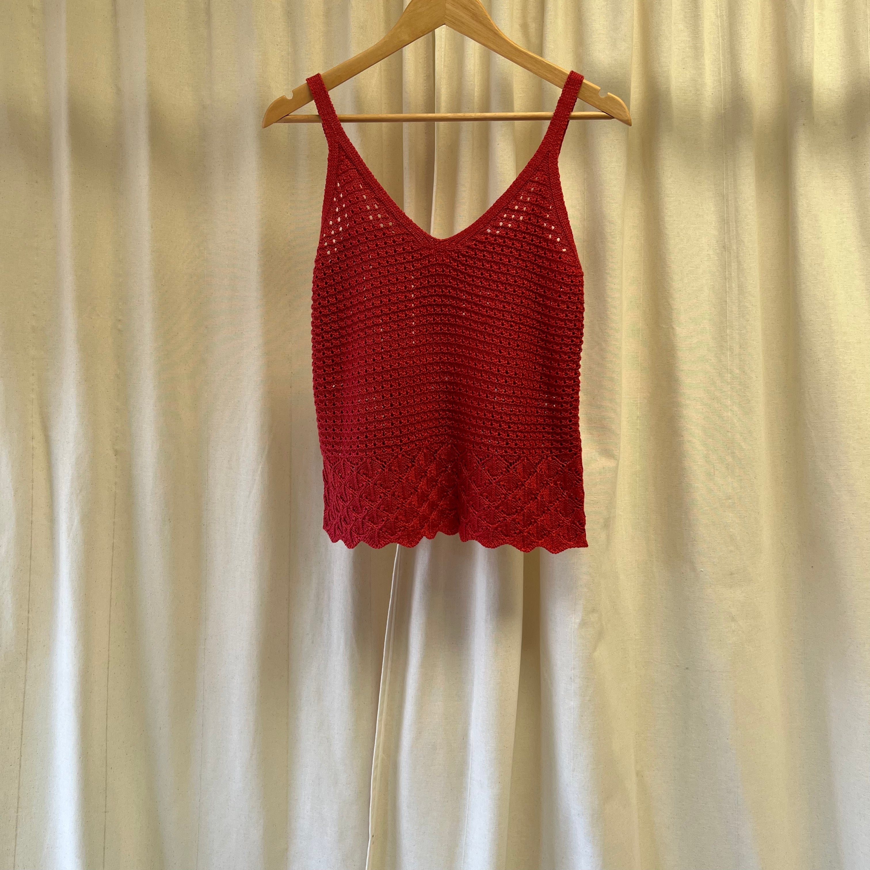 M&S red crochet vest