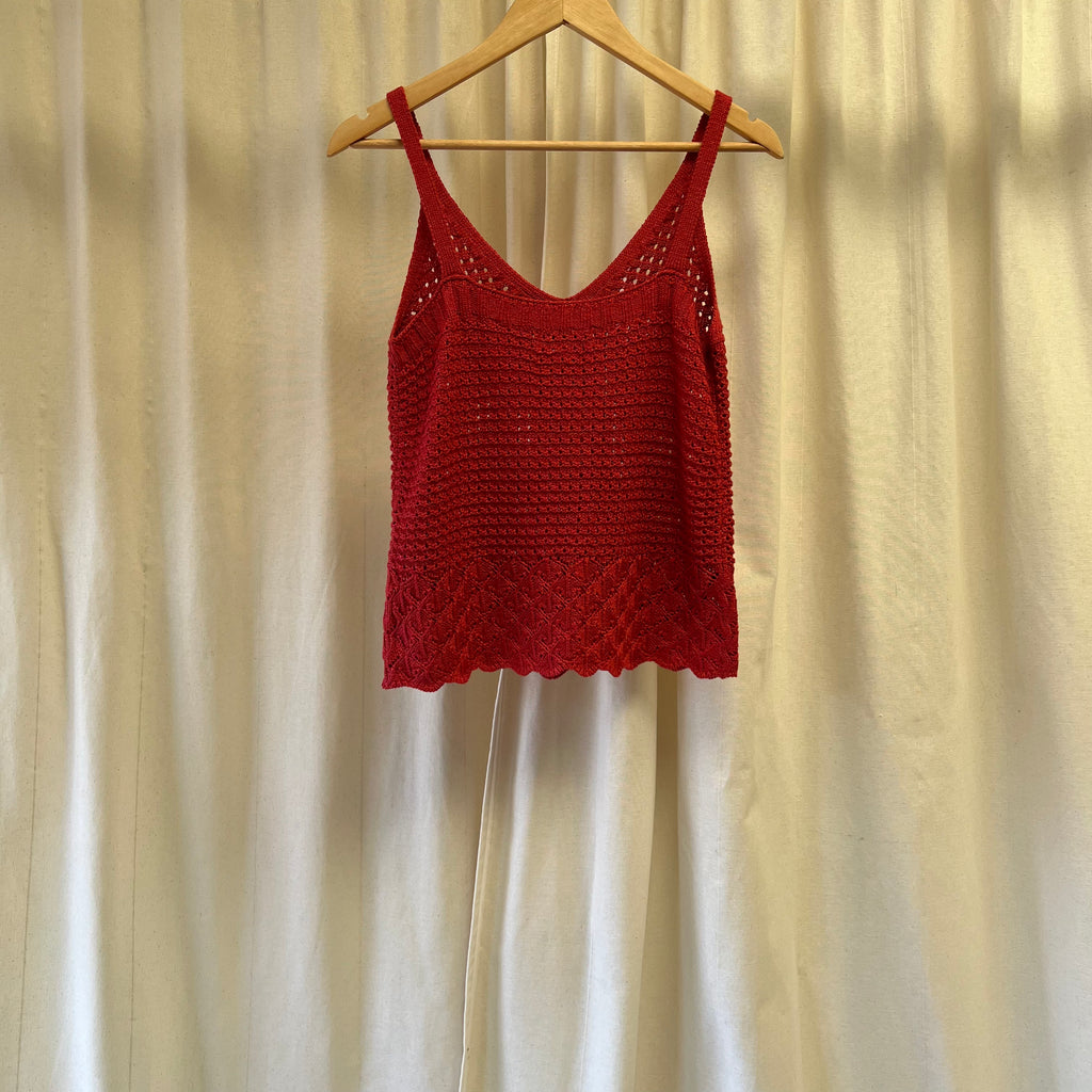 M&S red crochet vest