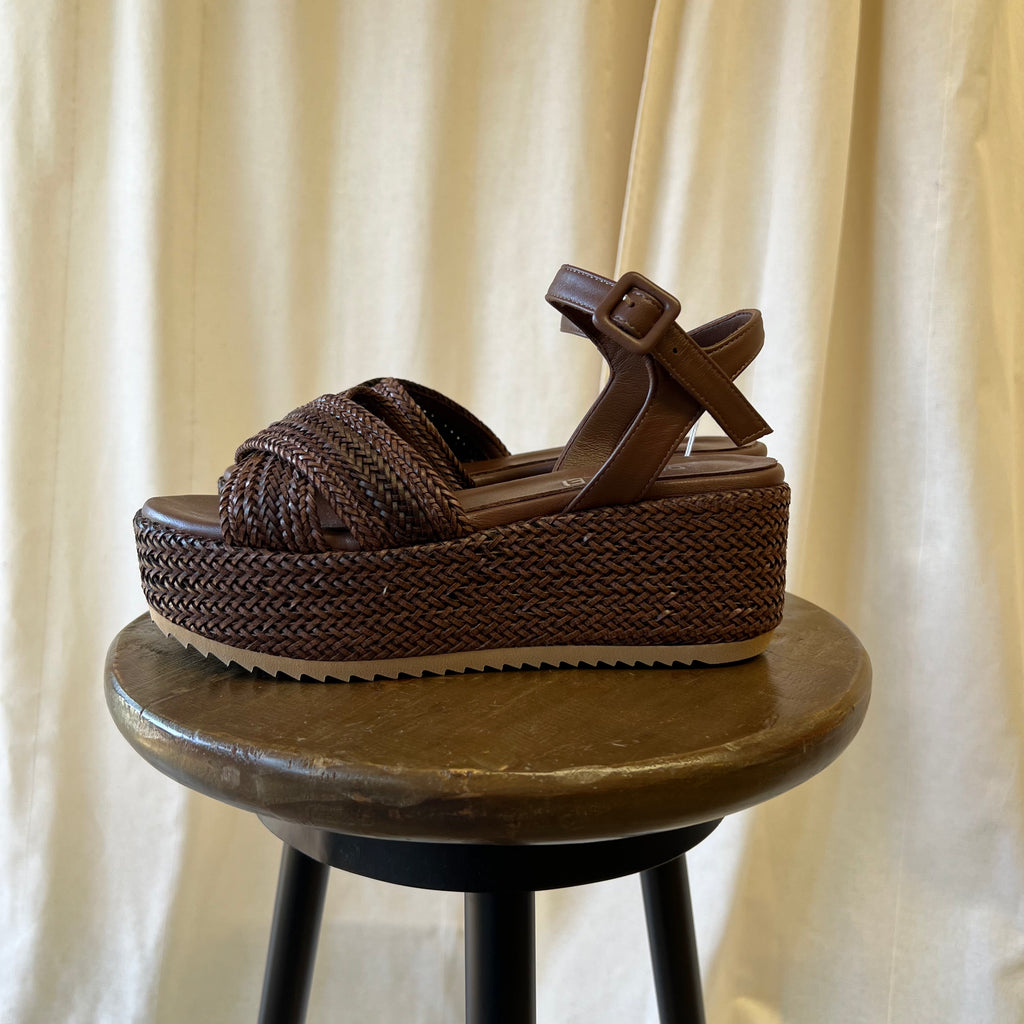 Donnalei dark brown wicker platform sandals