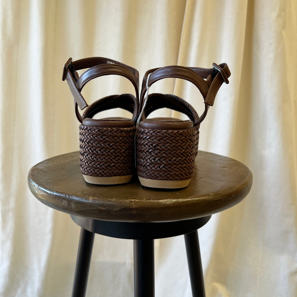 Donnalei dark brown wicker platform sandals