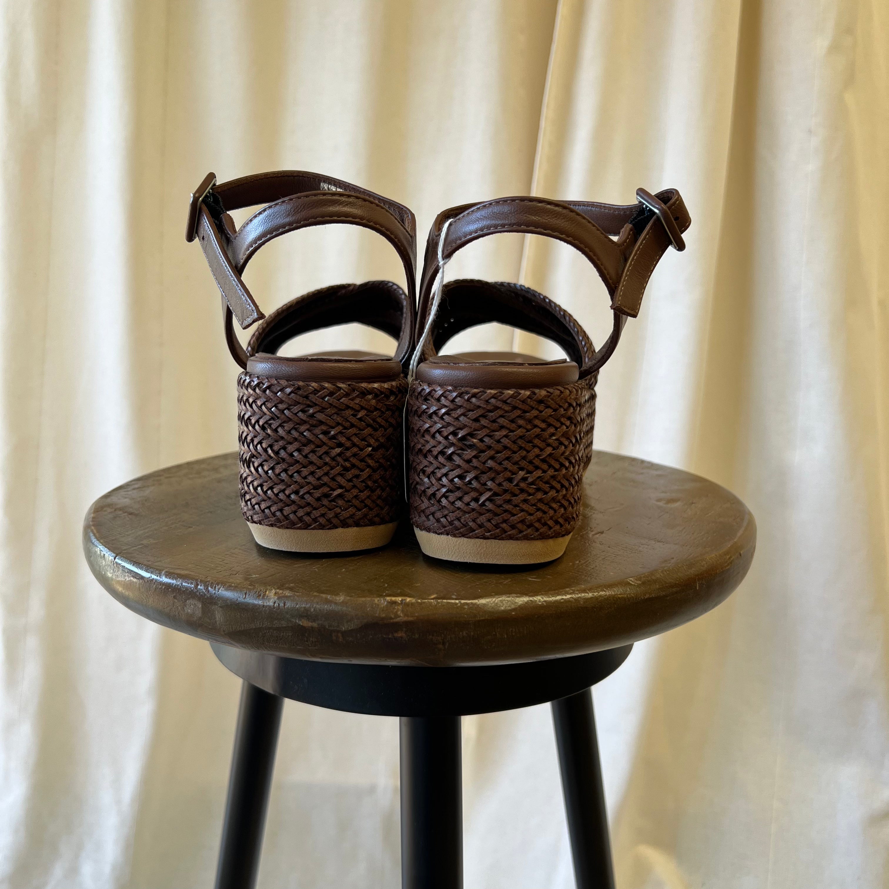 Donnalei dark brown wicker platform sandals