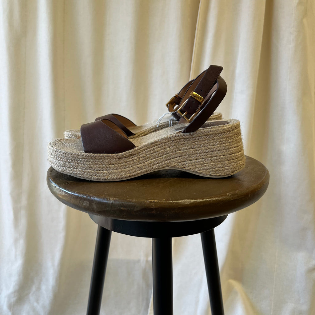 Zara espadrille jute wedges with brown straps