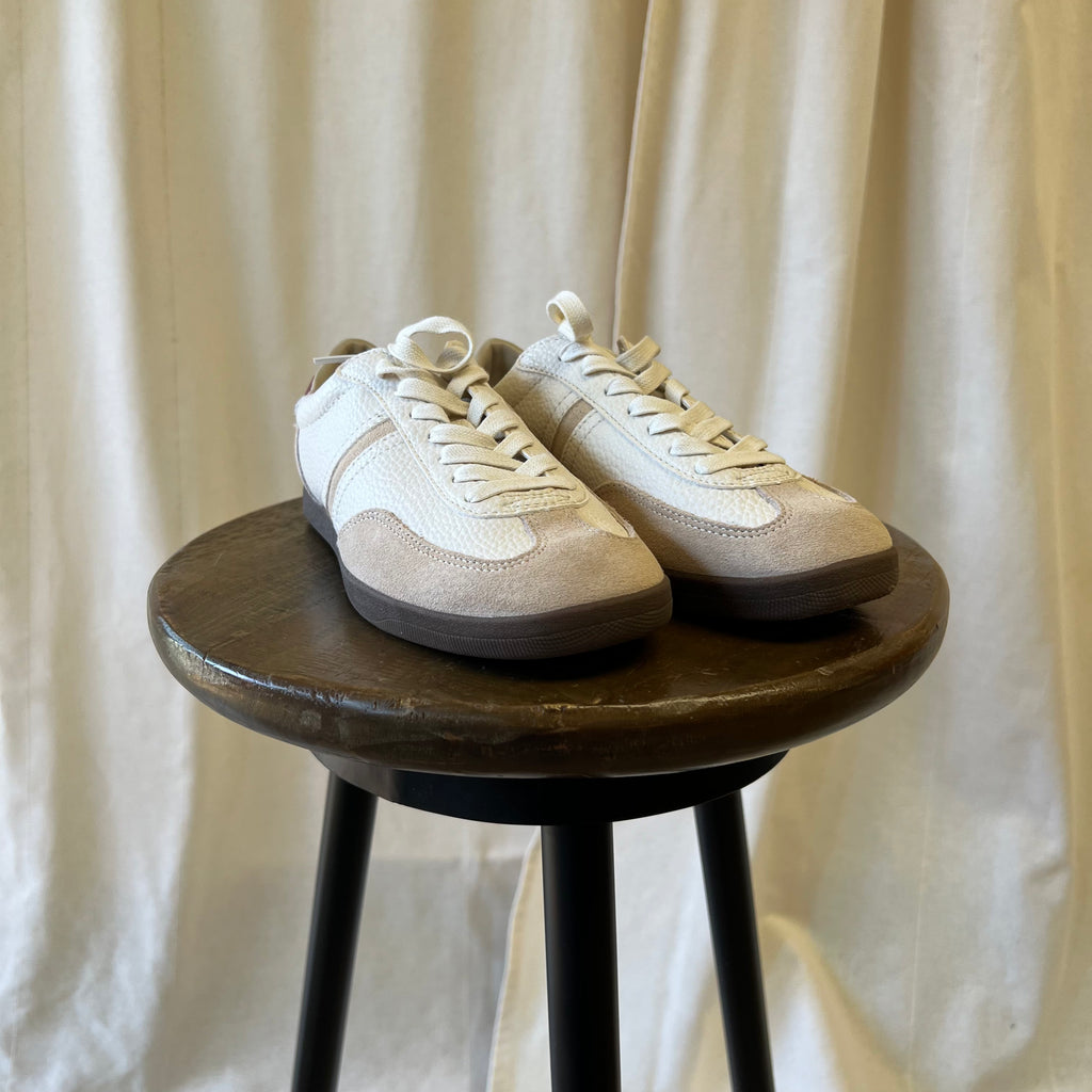 Zara cream with red heel trainers