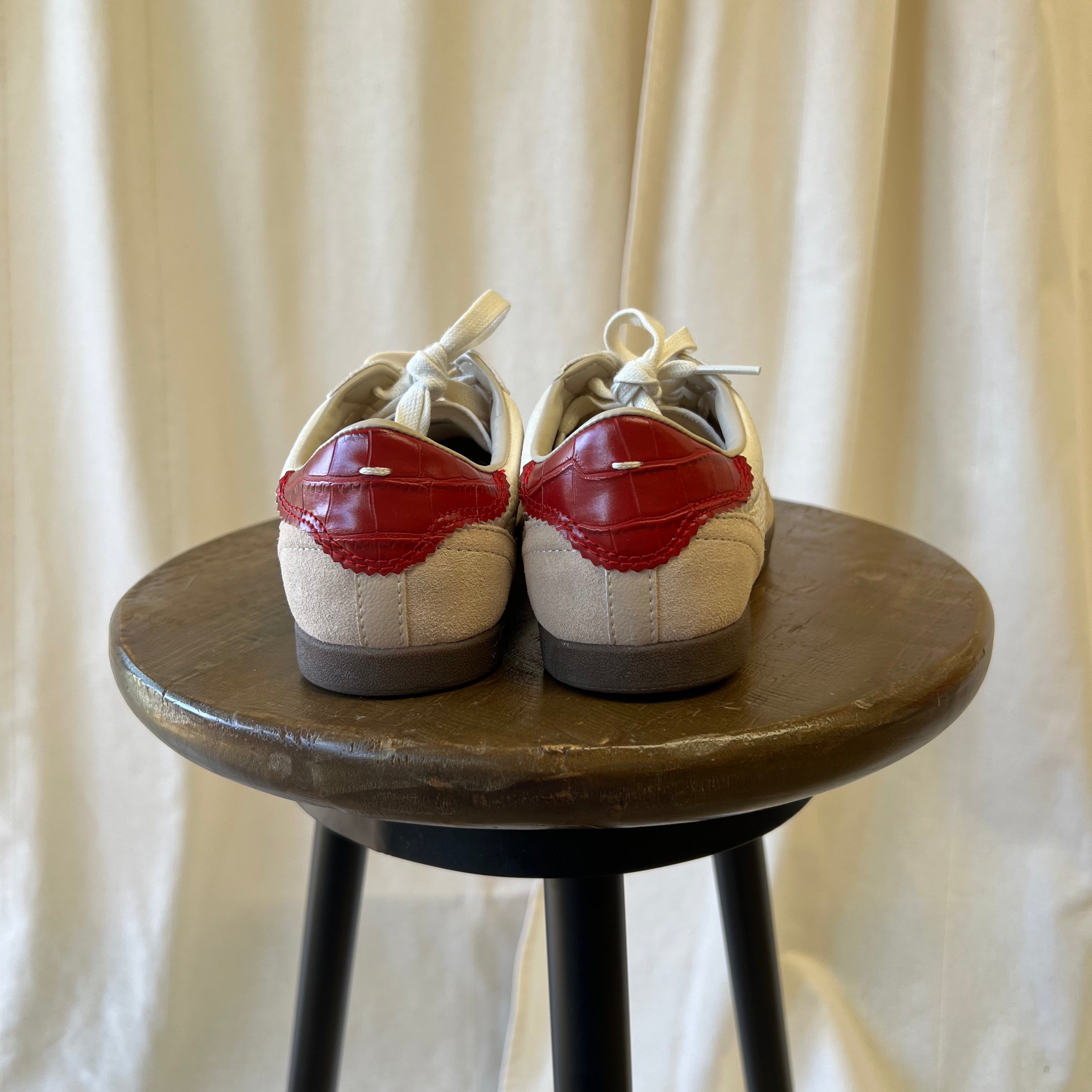 Zara cream with red heel trainers