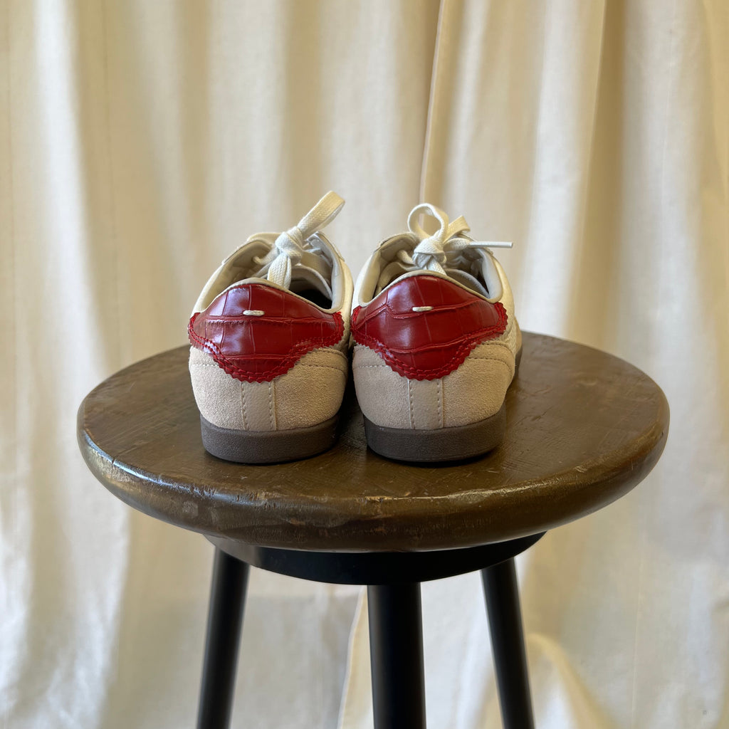 Zara cream with red heel trainers