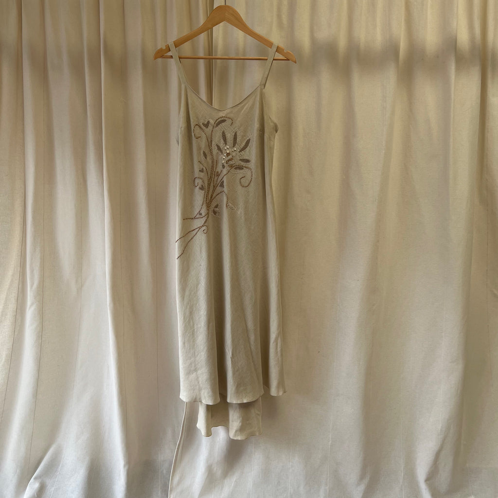 Artigaiano cream beaded maxi dress