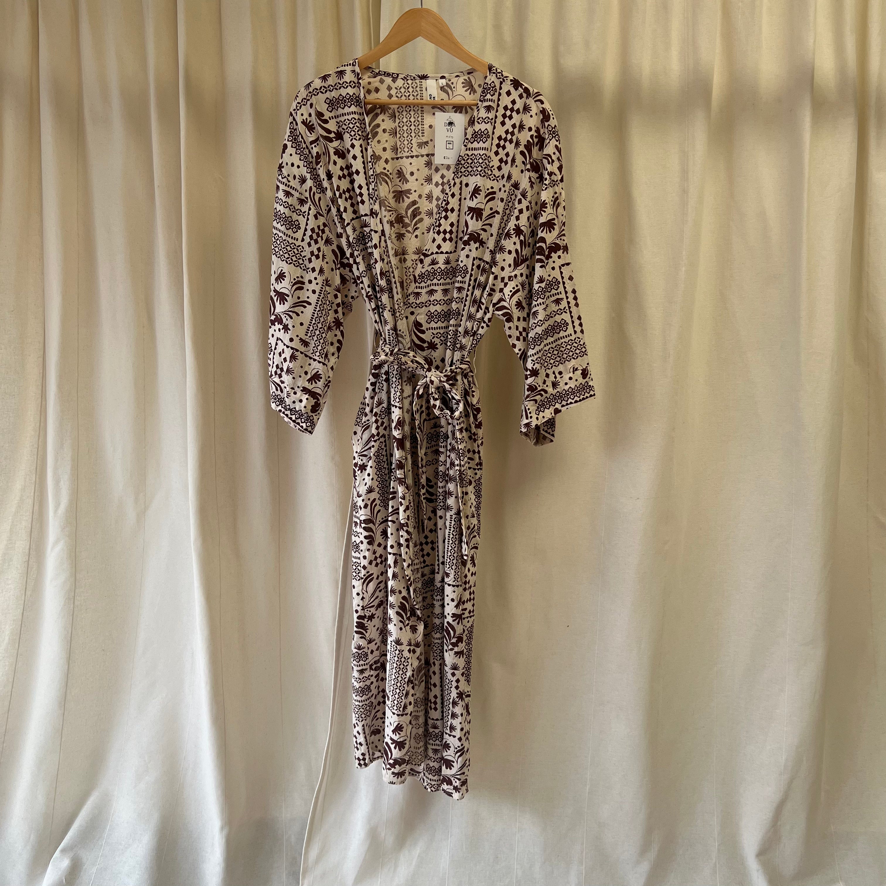 And Or cream with brown pattern kimono